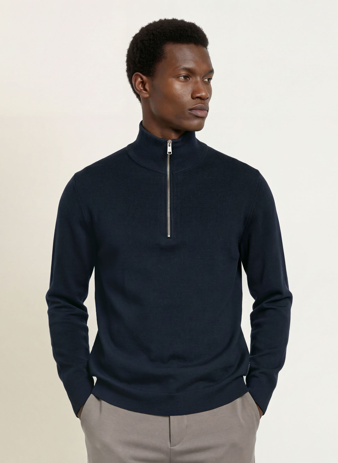 Marc O'Polo Half-zip sweater: DARK BLUE
