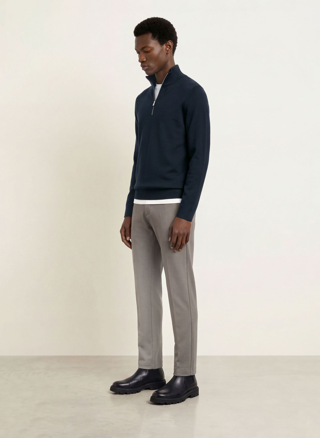 Marc O'Polo Half-zip sweater: DARK BLUE