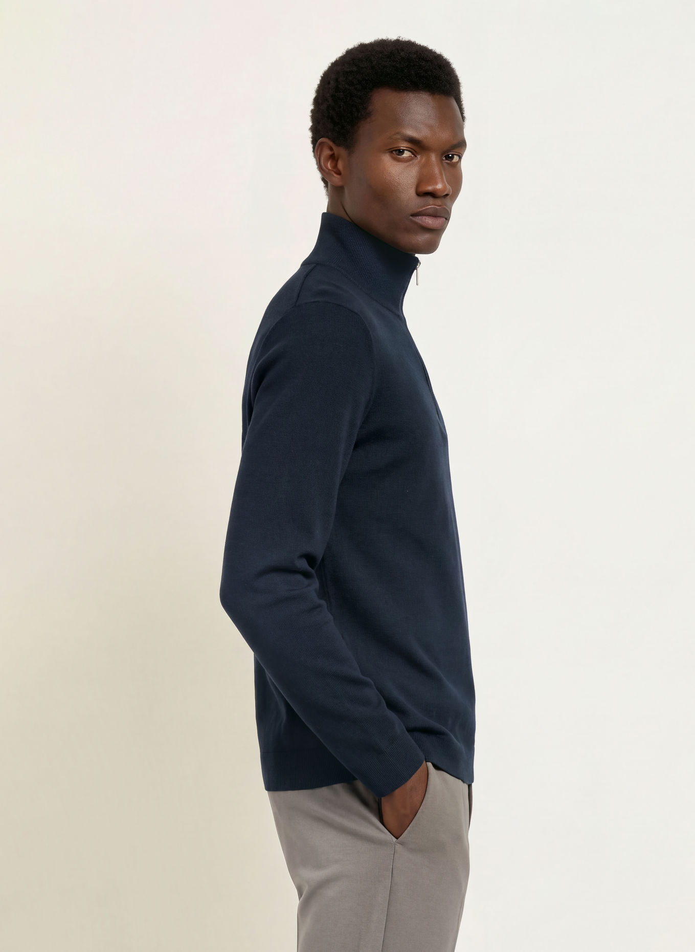Marc O'Polo Half-zip sweater: DARK BLUE