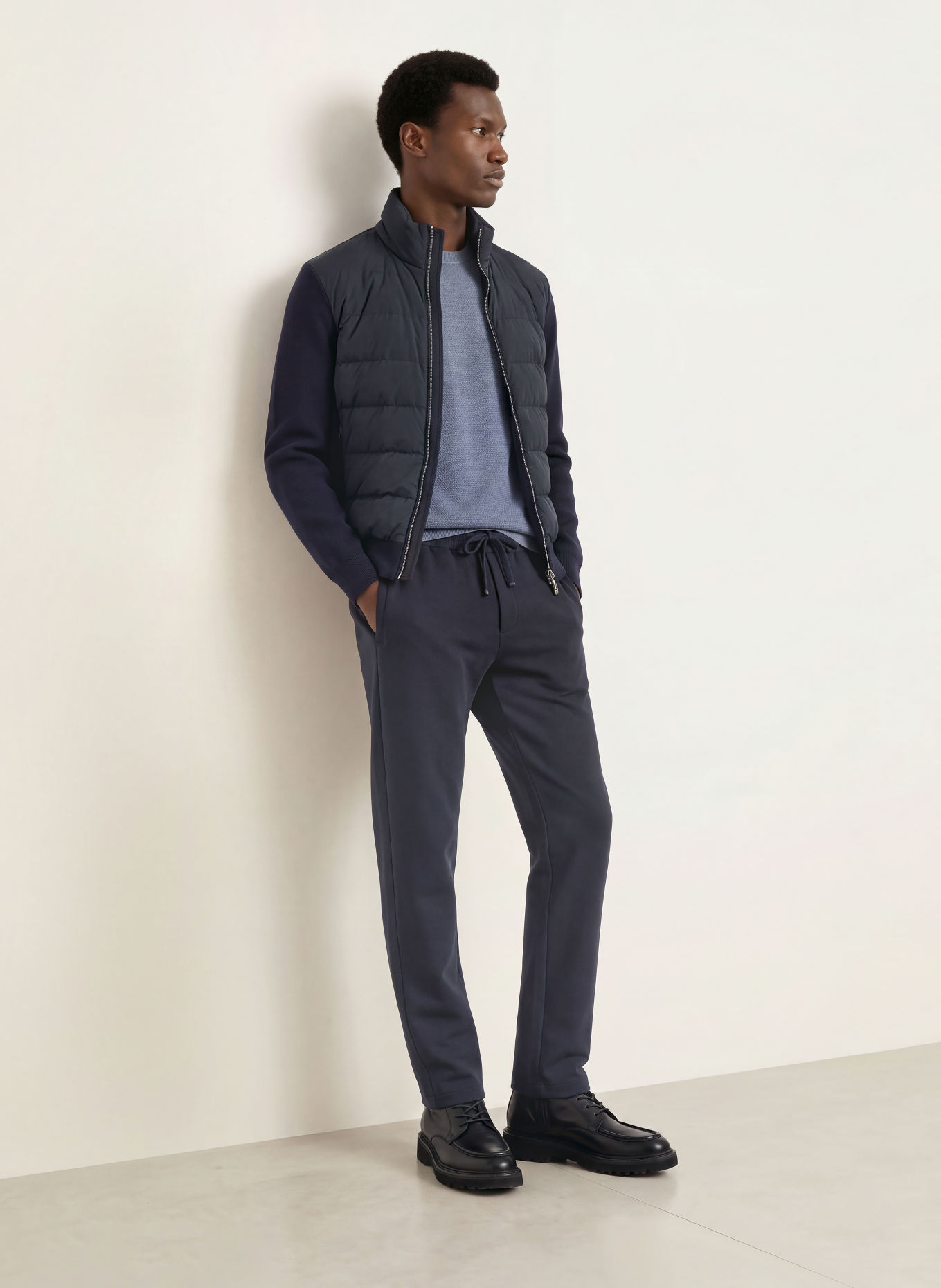 DUNO Vest OLIVER in gemengde Materialien: DONKERBLAUW