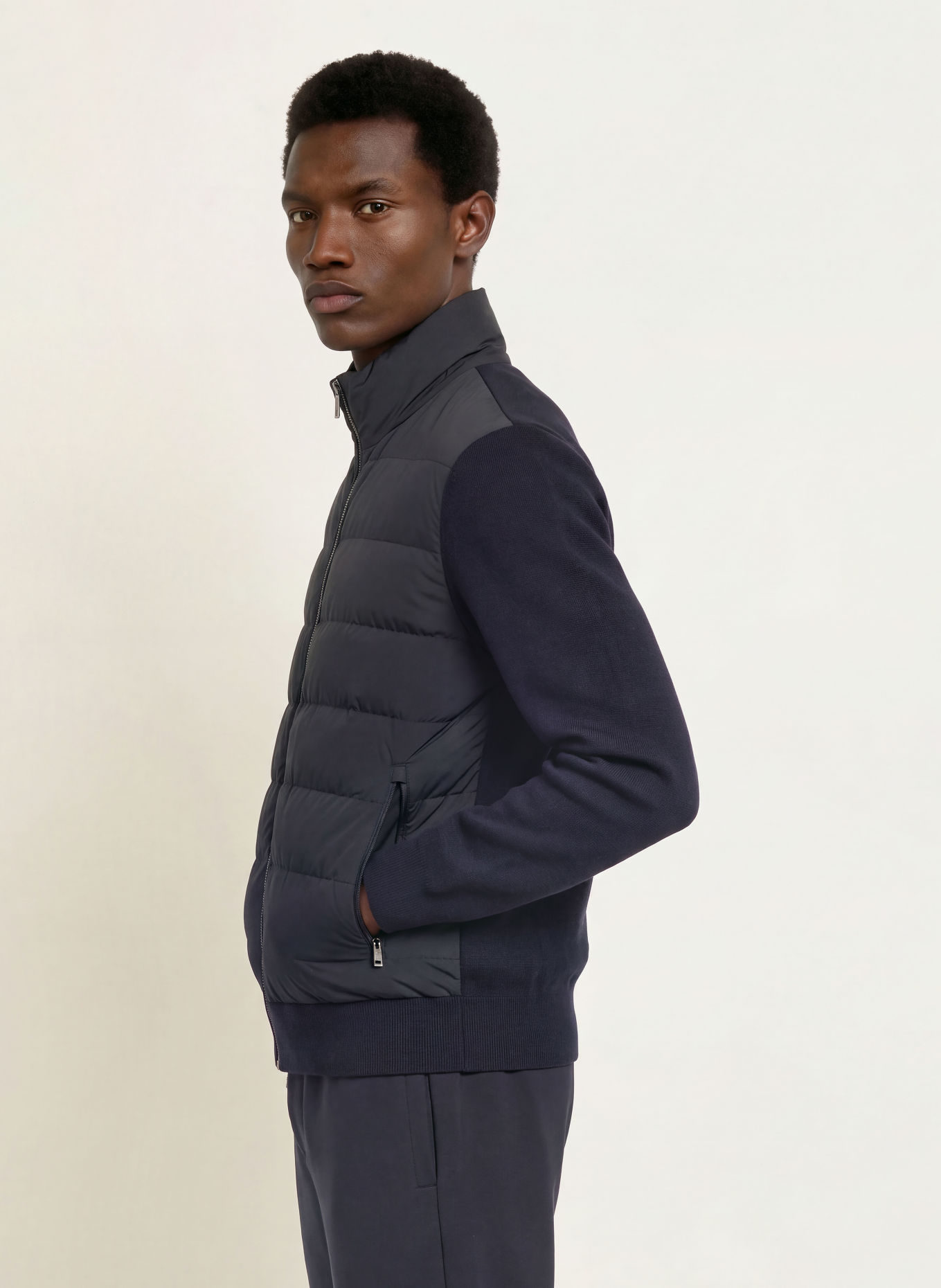 DUNO Vest OLIVER in gemengde Materialien: DONKERBLAUW