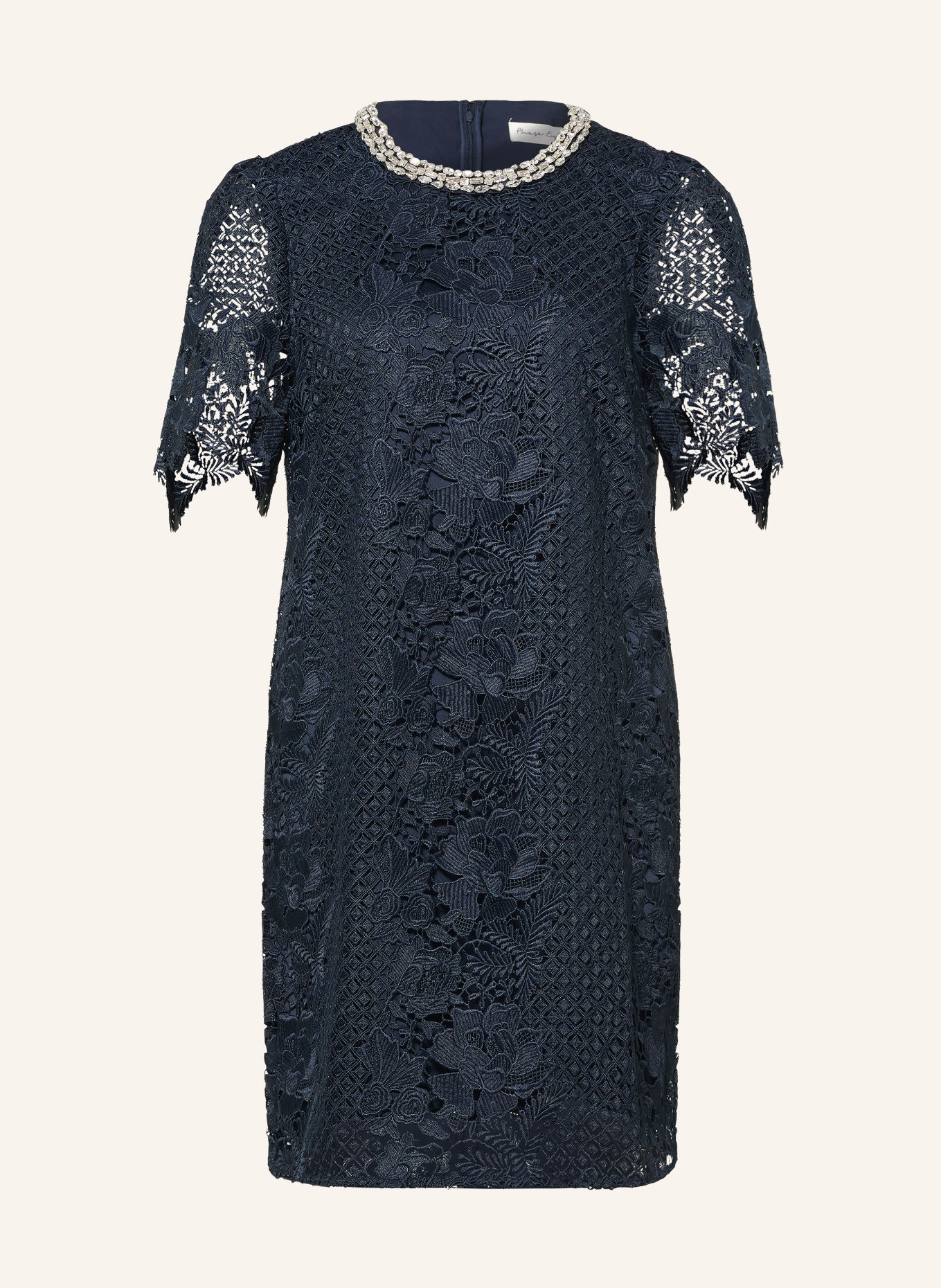 Phase Eight Kanten jurk ELOISE met siersteentjes: DONKERBLAUW / WITGOUD