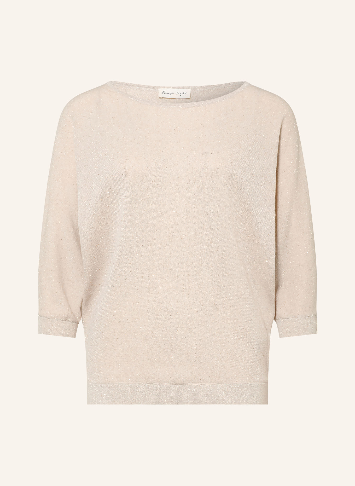 Phase Eight Strickshirt CRISTINE mit 3/4-Arm und Glitzergarn: WEISSGOLD