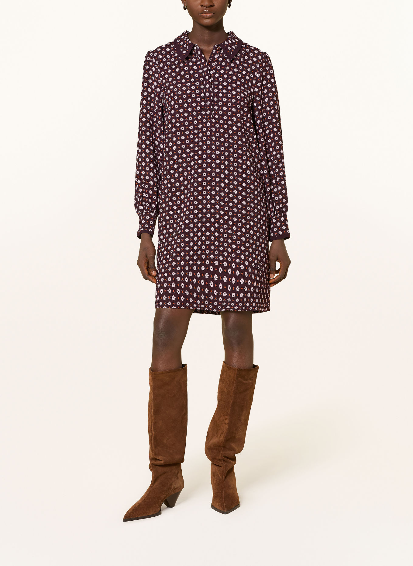 Phase Eight Hemdblusenkleid PAMELA: DUNKELROT / COGNAC / HELLLILA