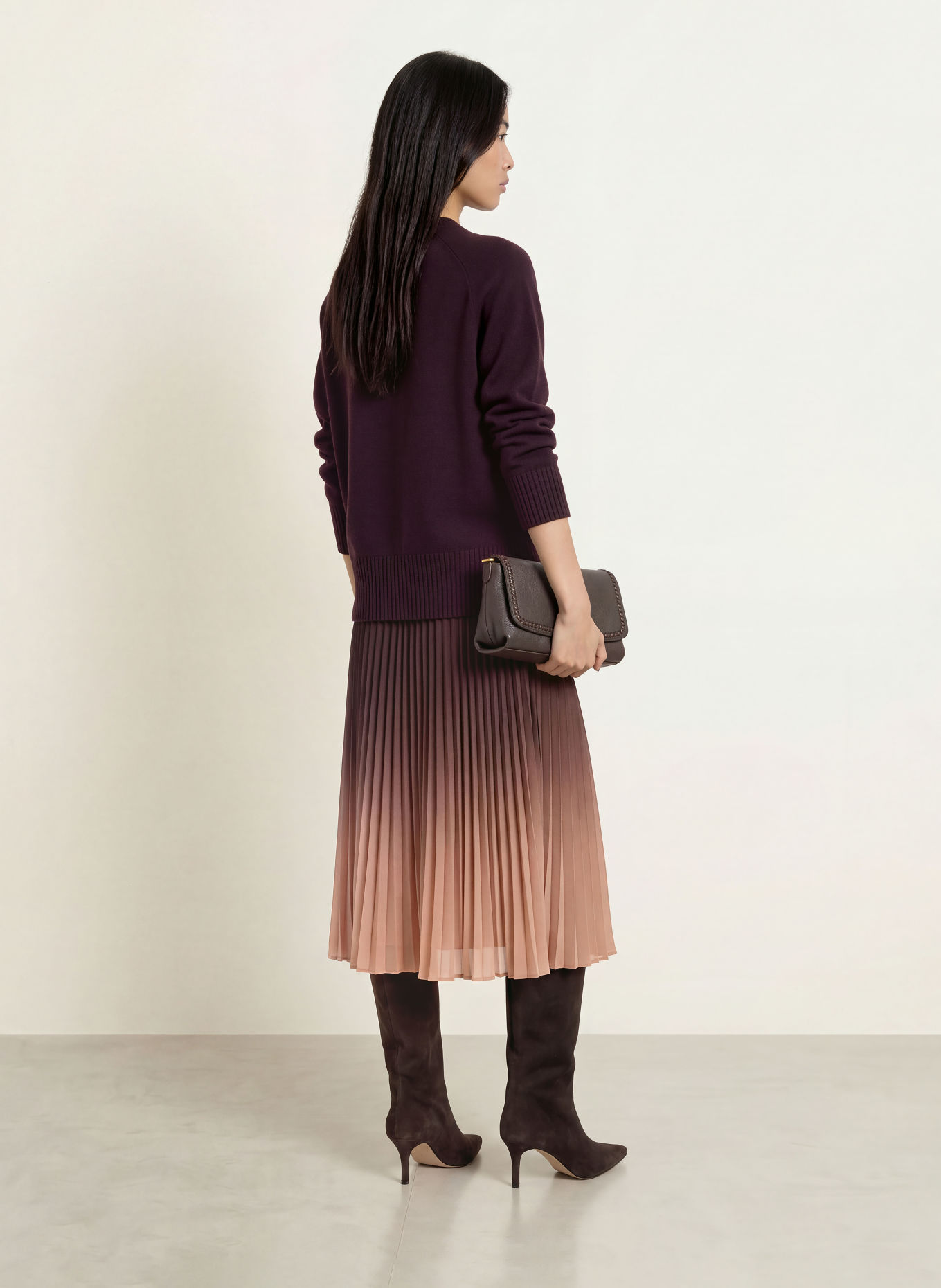 Phase Eight Plooirok TALLULAH: MARRON FONCÉ / CAMEL / BRUIN