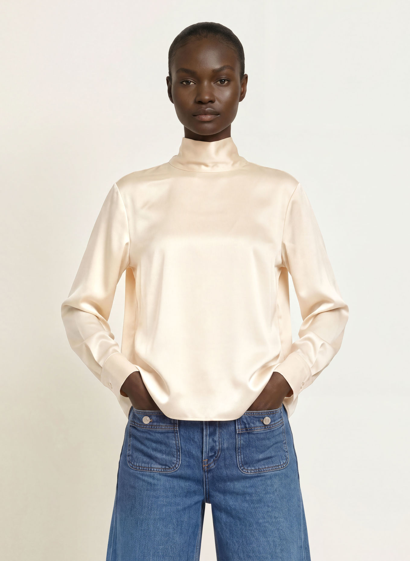 maje Schluppenbluse aus Satin: ECRU