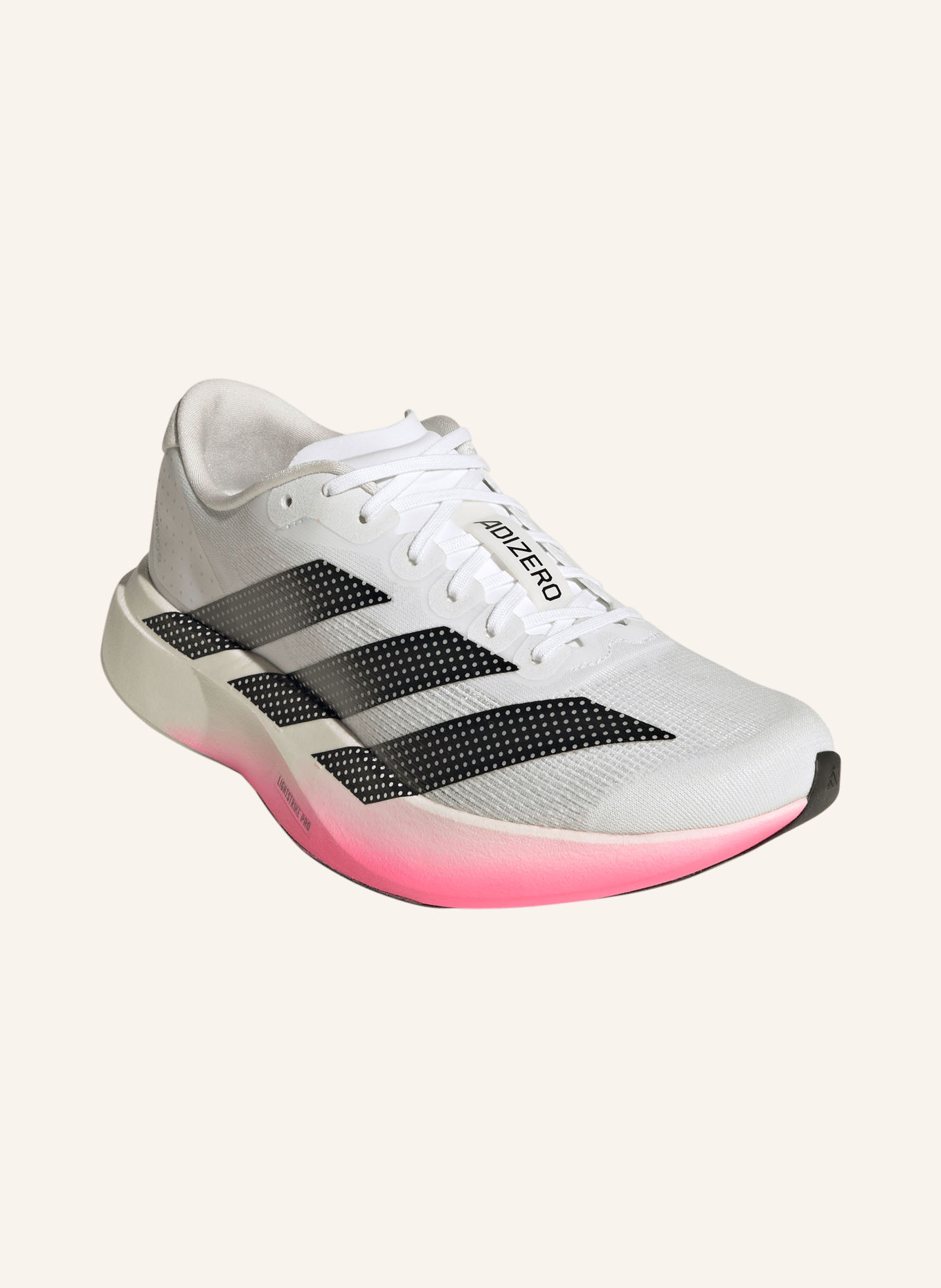 adidas ADIZERO EVO SL Running Shoes: WHITE / BLACK