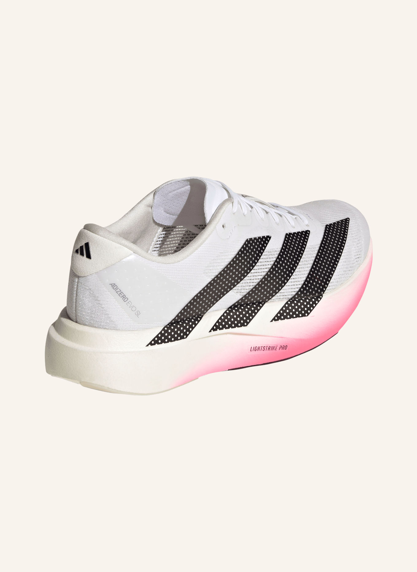 adidas ADIZERO EVO SL Running Shoes: WHITE / BLACK
