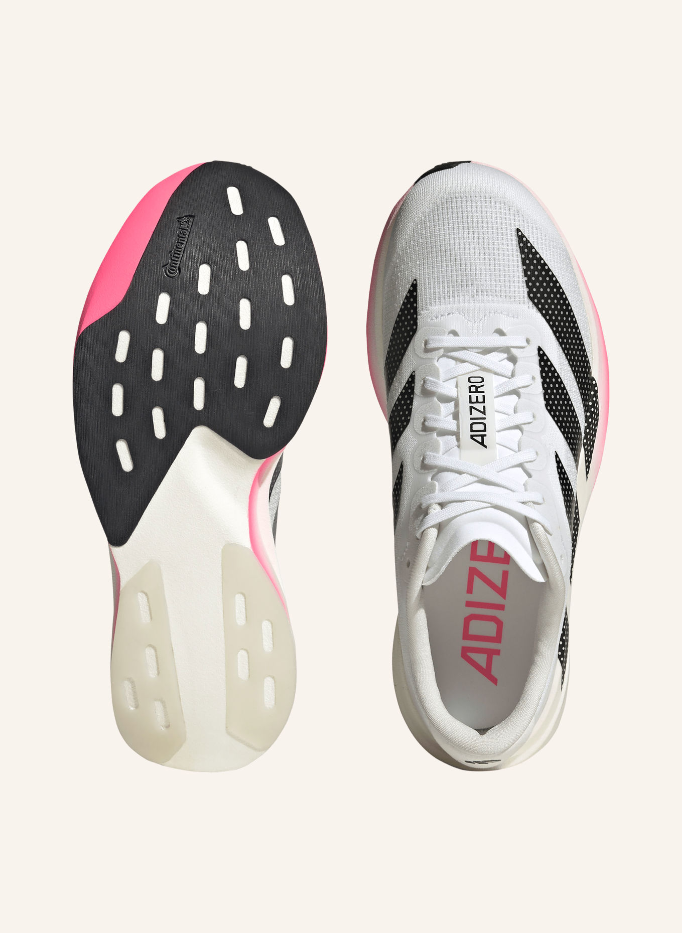 adidas ADIZERO EVO SL Running Shoes: WHITE / BLACK