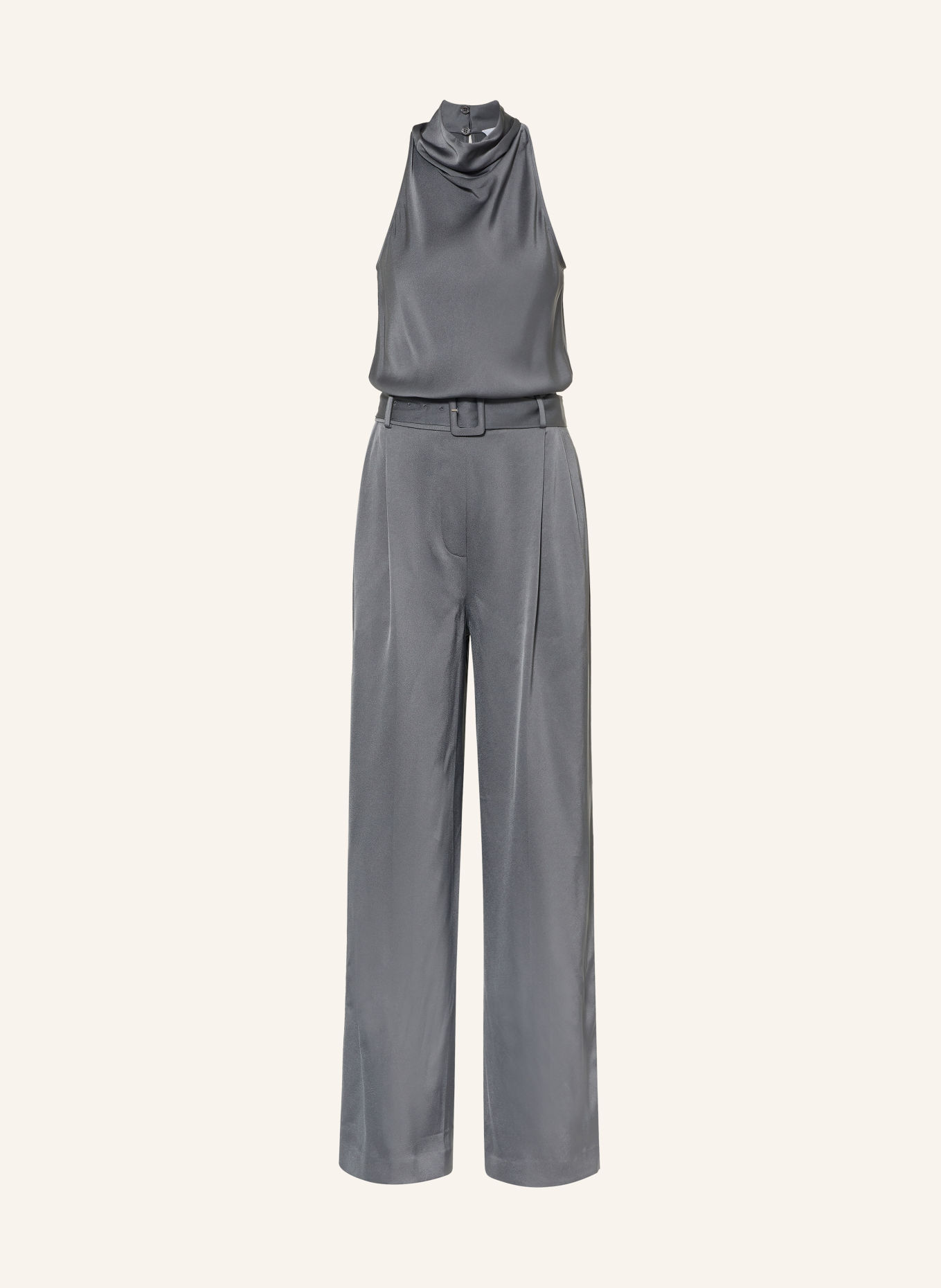 REISS ERICA Satin Jumpsuit: DARK GRAY