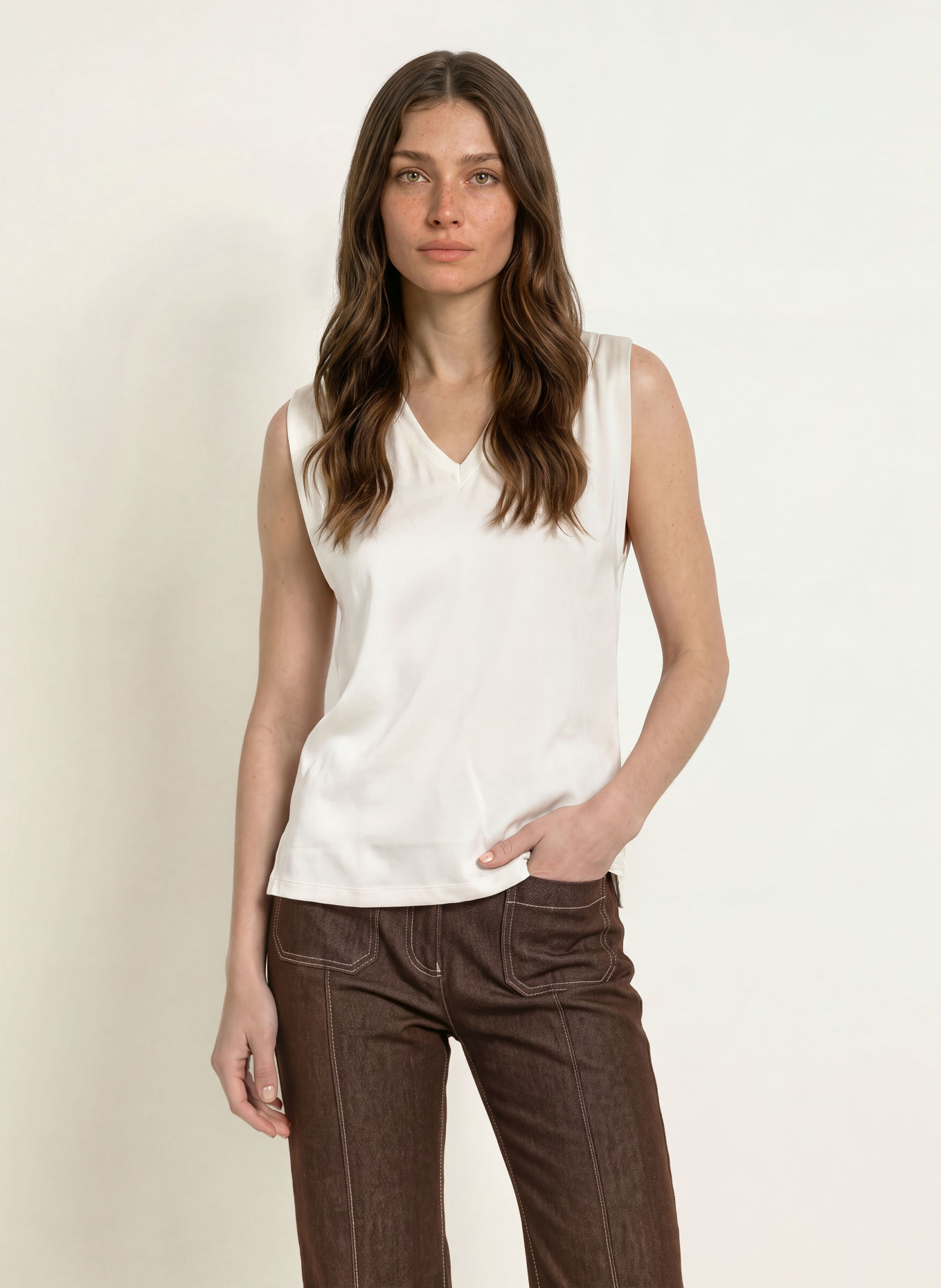 REISS Top RENITA met zijde in de materiaalmix: WIT