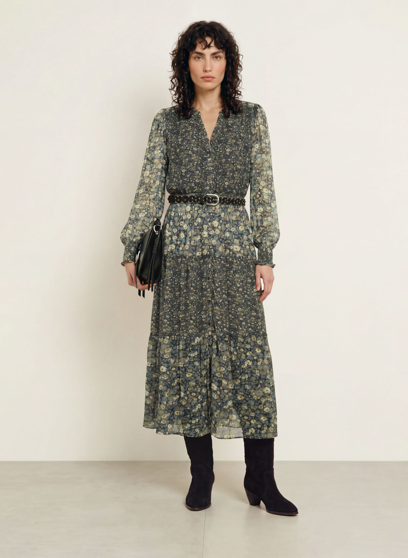 ba&sh KACY Dress: KHAKI / CAMEL / BLUE GRAY