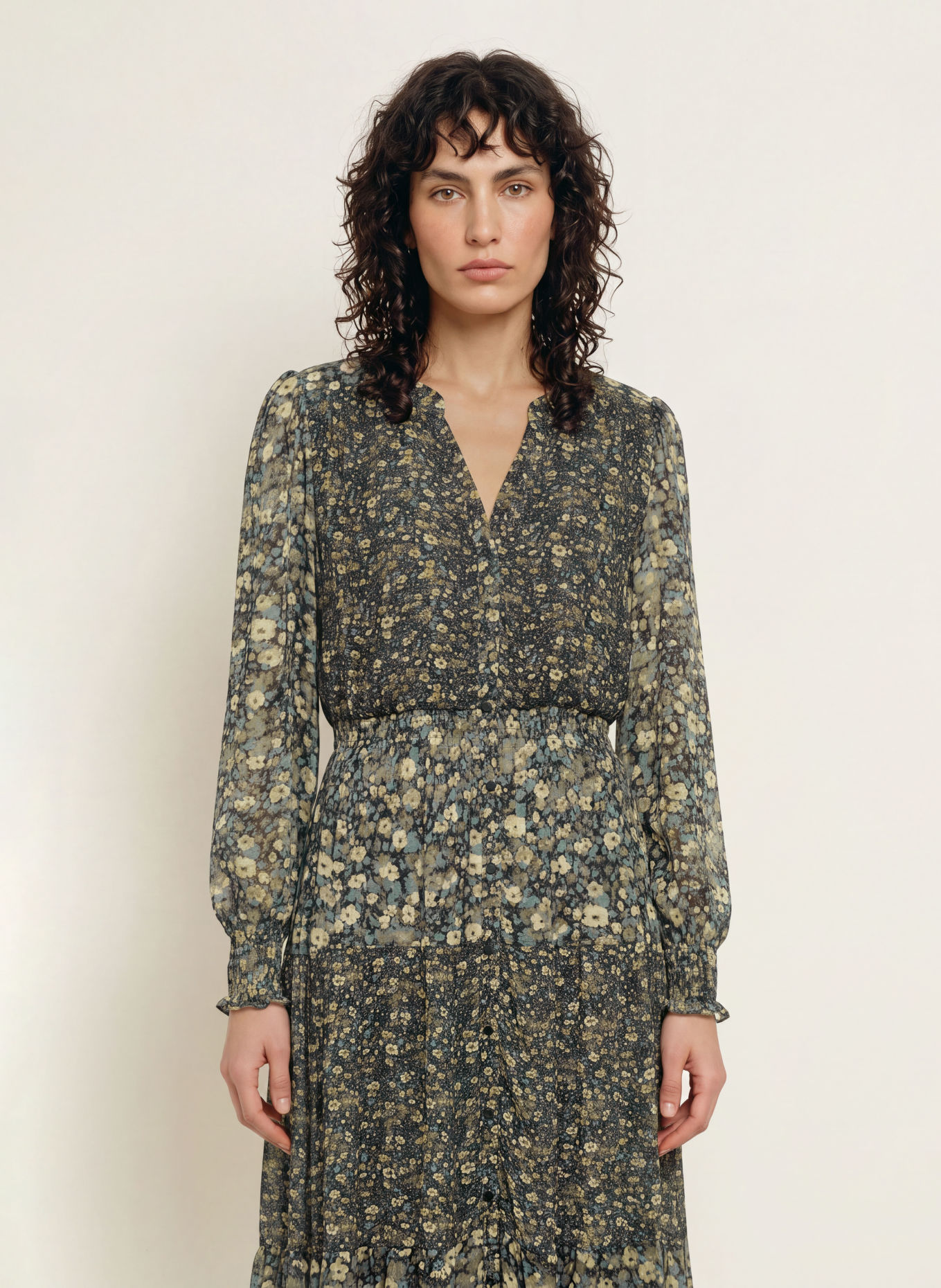 ba&sh KACY Dress: KHAKI / CAMEL / BLUE GRAY