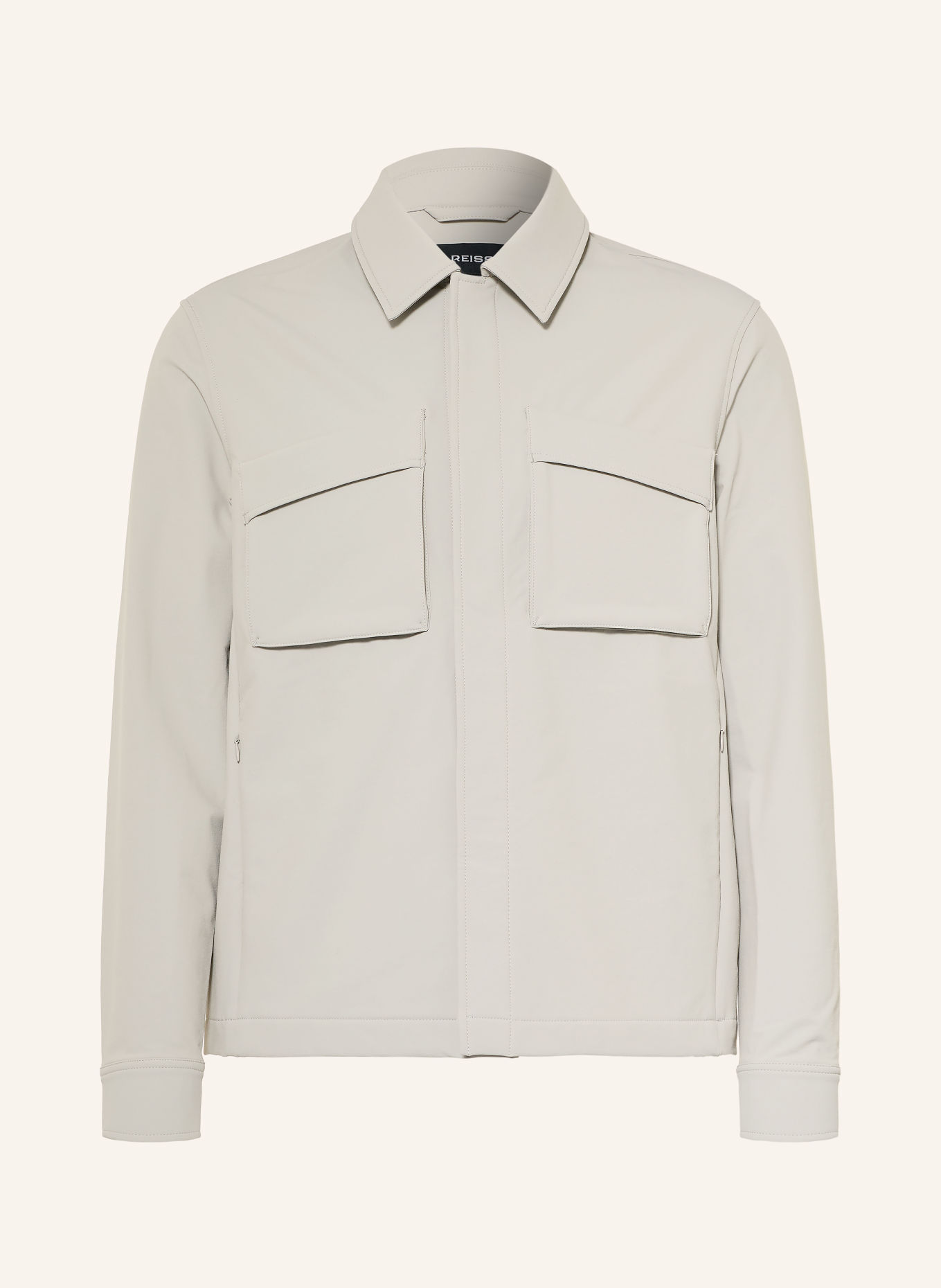 REISS Overshirt DIVIDE: SVĚTLE ŠEDÁ