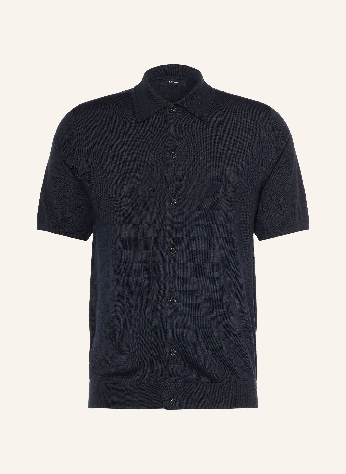 REISS Gebreid overhemd DRAYTON Slim Fit: DONKERBLAUW