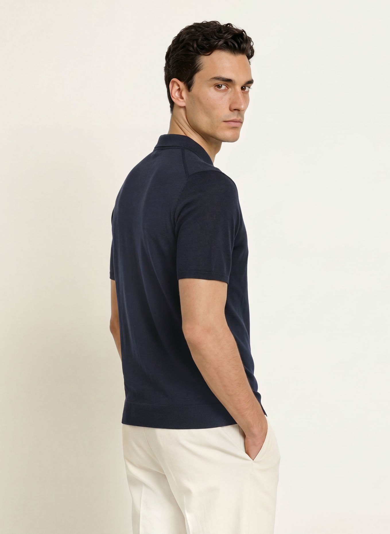 REISS Gebreid overhemd DRAYTON Slim Fit: DONKERBLAUW