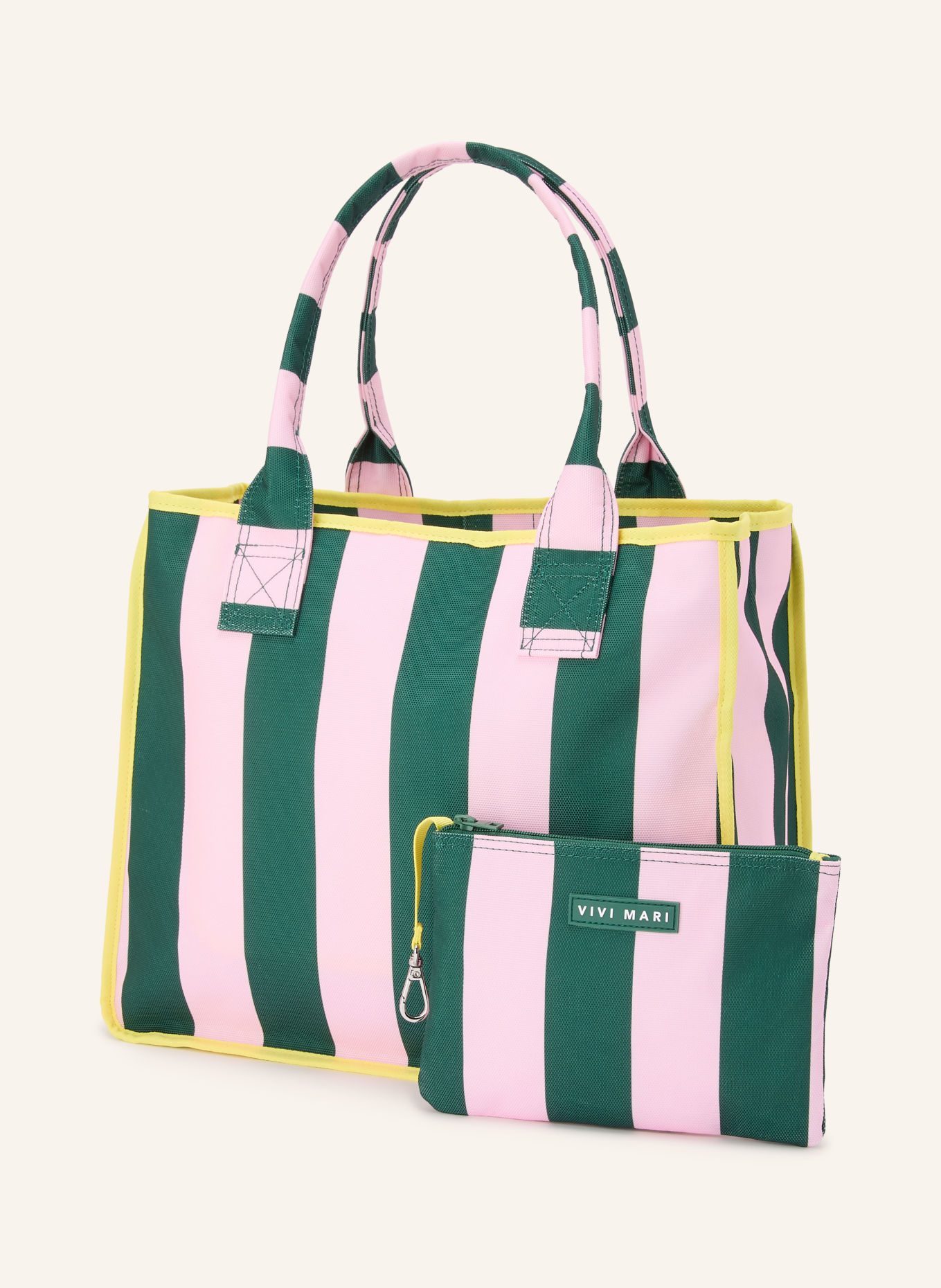 VIVI MARI Shoppers met Pouch: DONKERGROEN / ROZE