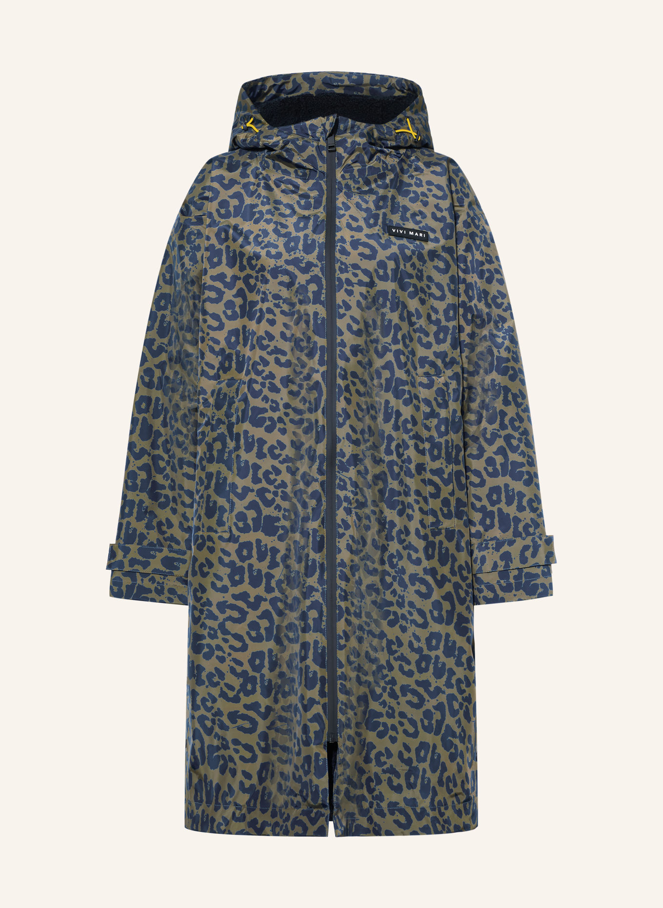 VIVI MARI Raincoat: OLIVE / DARK BLUE