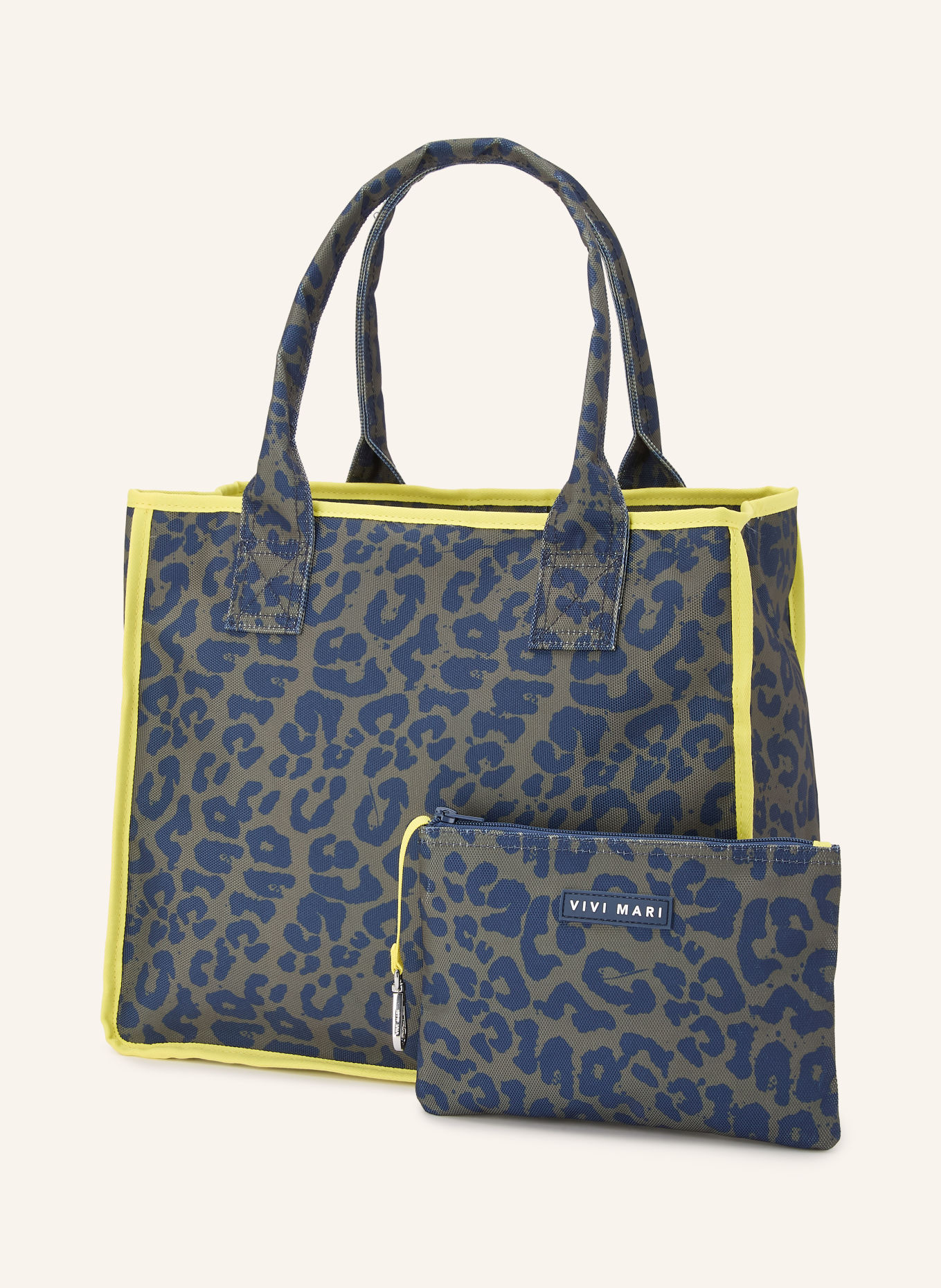 VIVI MARI Shopper mit Pouch: OLIV / NEONGELB / DUNKELBLAU