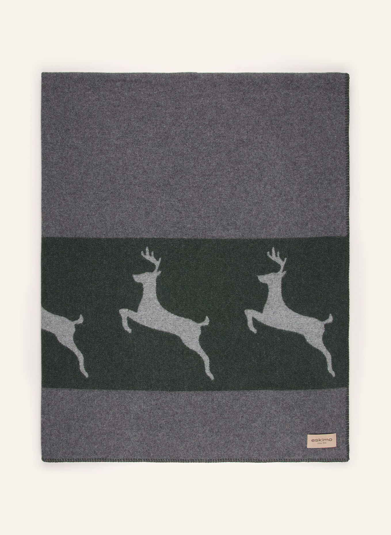 ESKIMO SEDRUN throw blanket with merino wool: DARK GREEN / DARK GRAY / GRAY