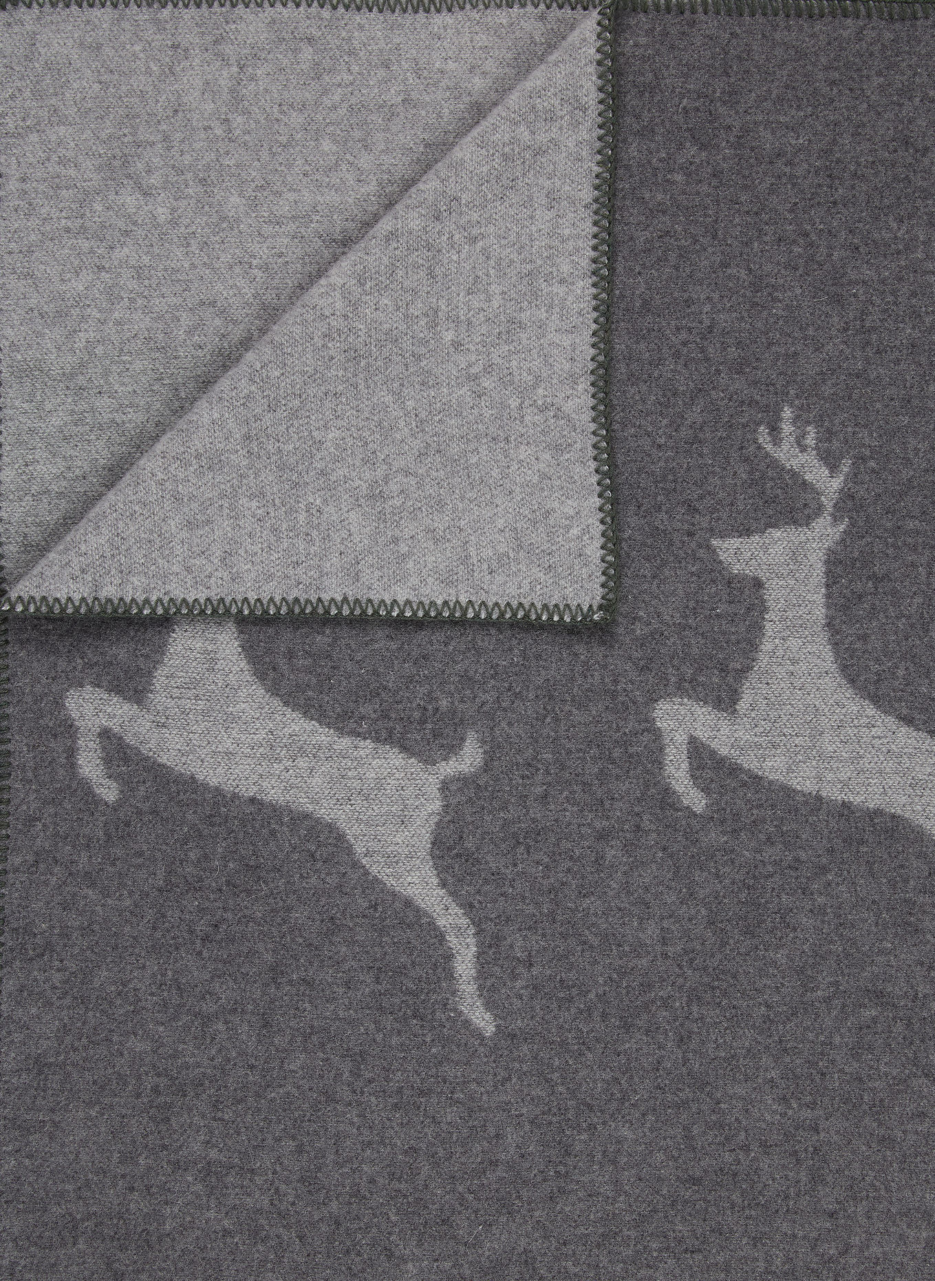 ESKIMO SEDRUN throw blanket with merino wool: DARK GREEN / DARK GRAY / GRAY