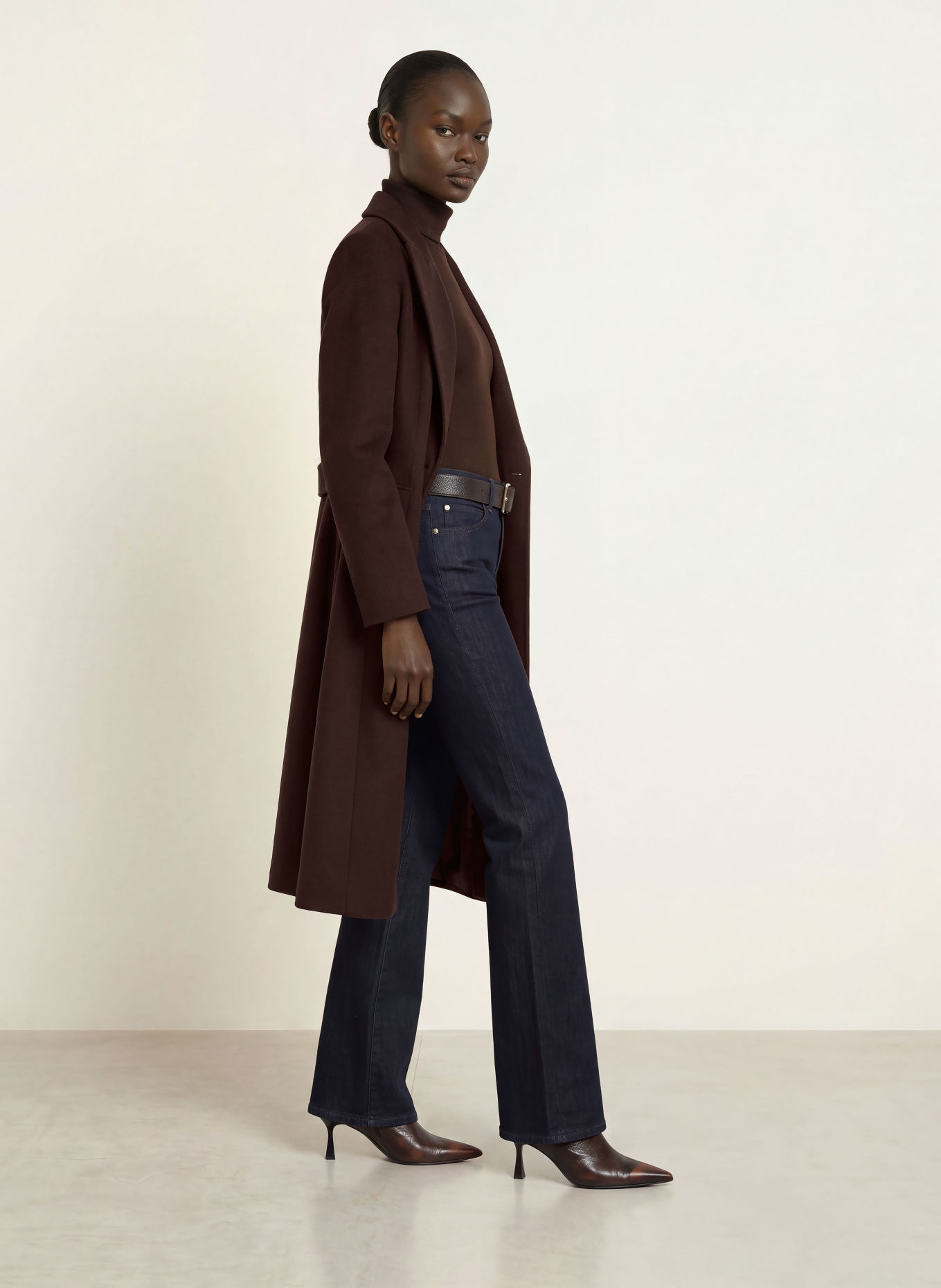 HOBBS Livia Wool Coat: DARK BROWN