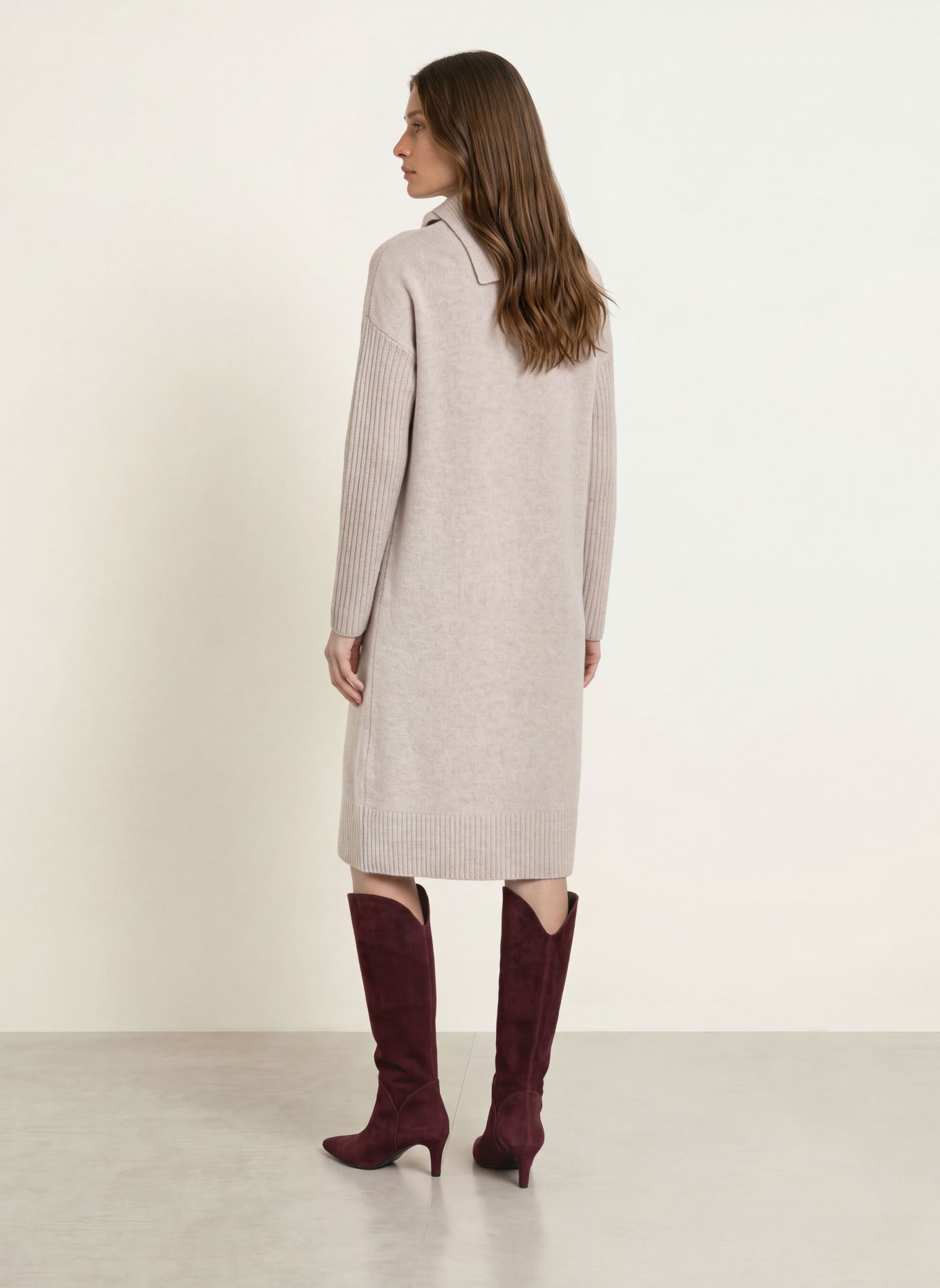 HOBBS IRENE Knit Dress with Merino Wool: BEIGE