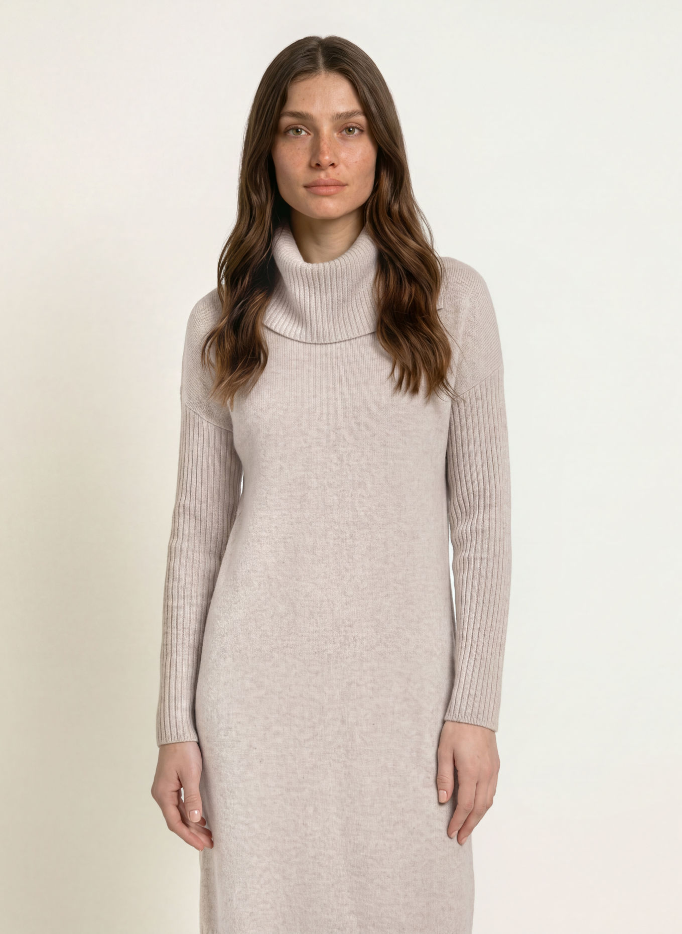 HOBBS IRENE Knit Dress with Merino Wool: BEIGE
