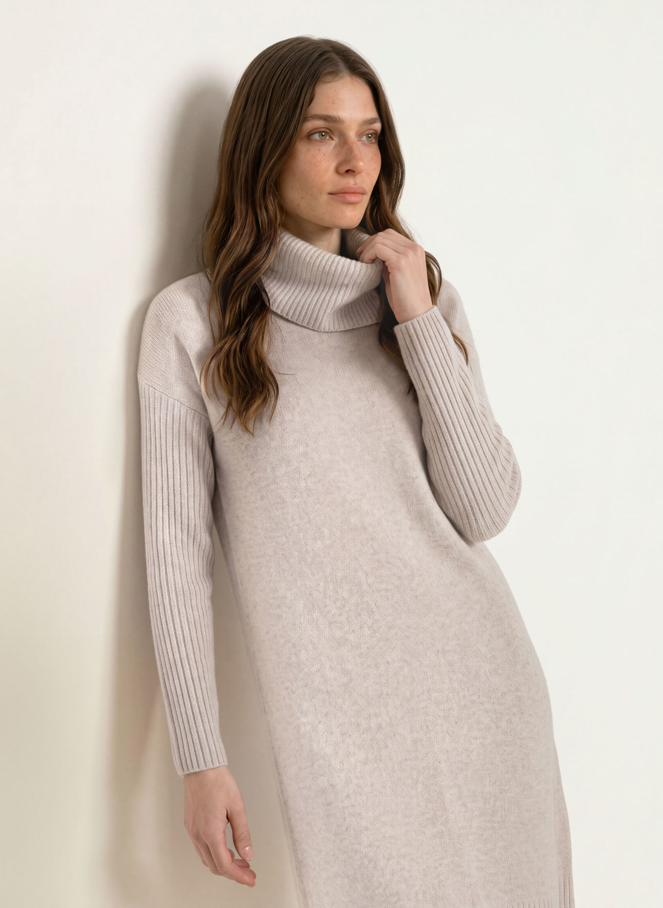 HOBBS IRENE Knit Dress with Merino Wool: BEIGE