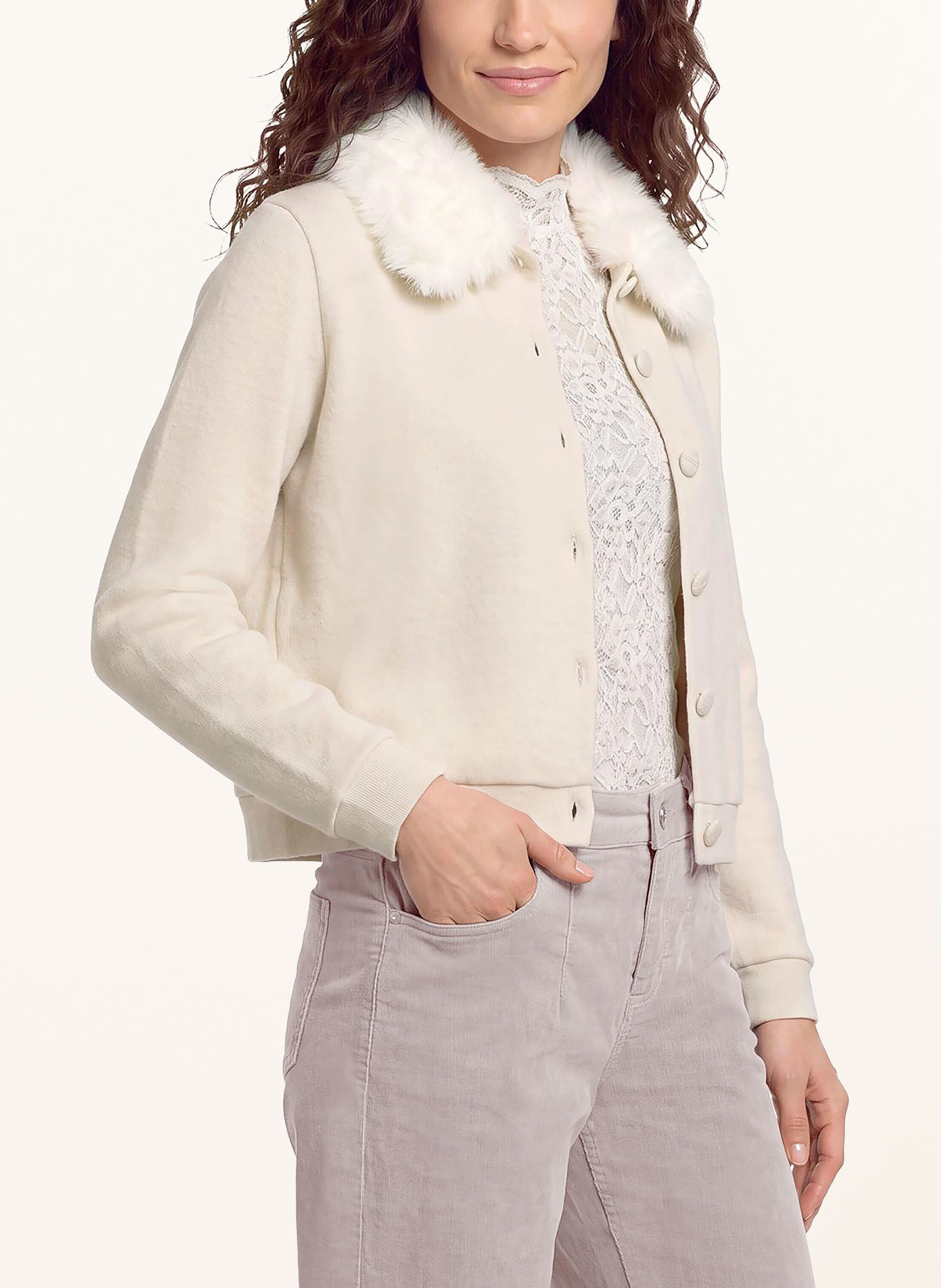 CARTOON Vest met afneembare kraag van imitatiebont: BEIGE