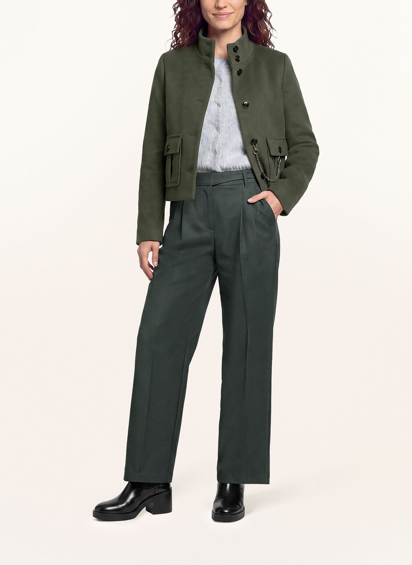 CARTOON Wide-leg trousers: DARK GREEN