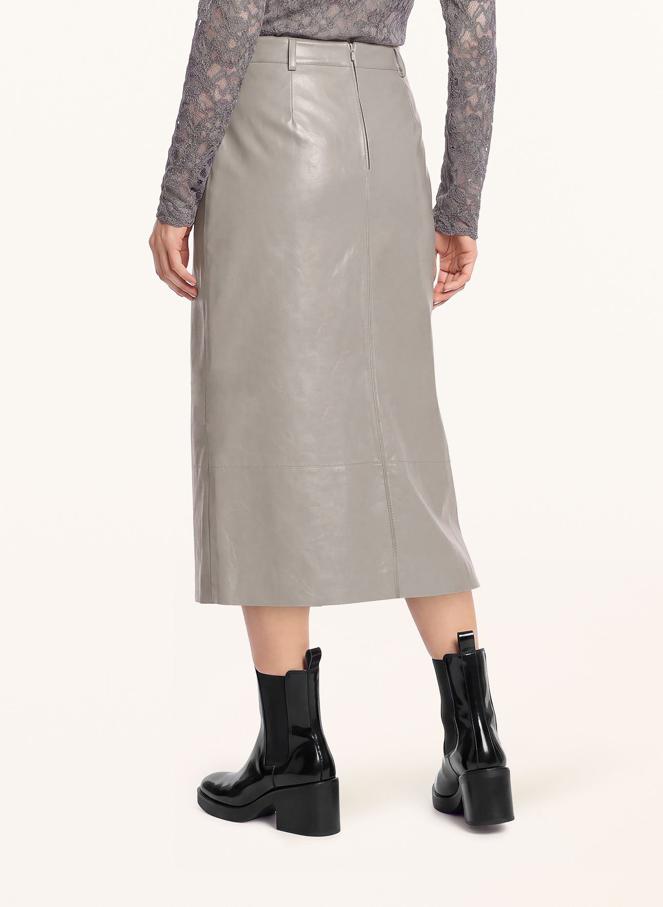 CARTOON Faux-leather skirt: TAUPE