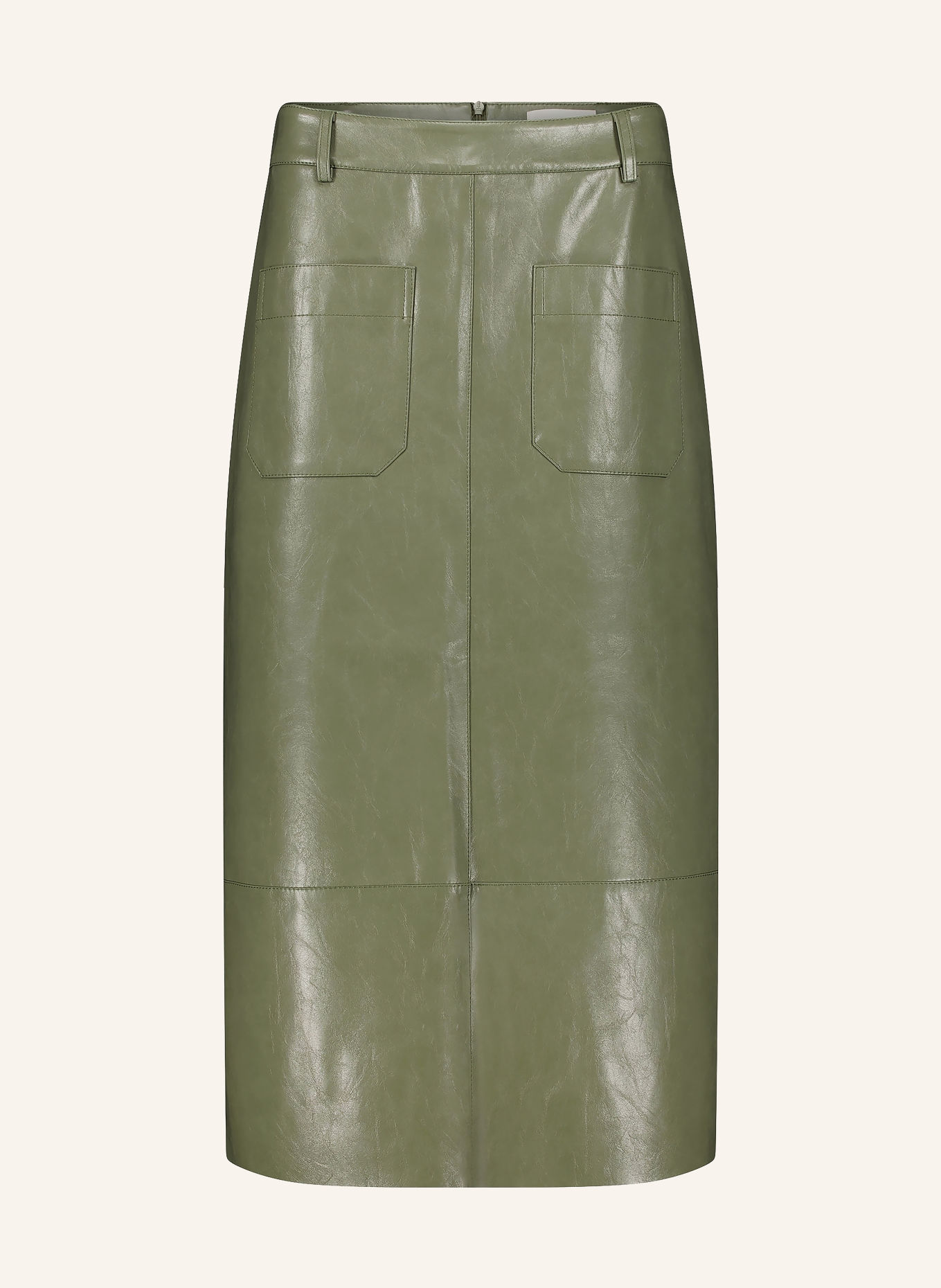 CARTOON Rok met leerlook: KAKI