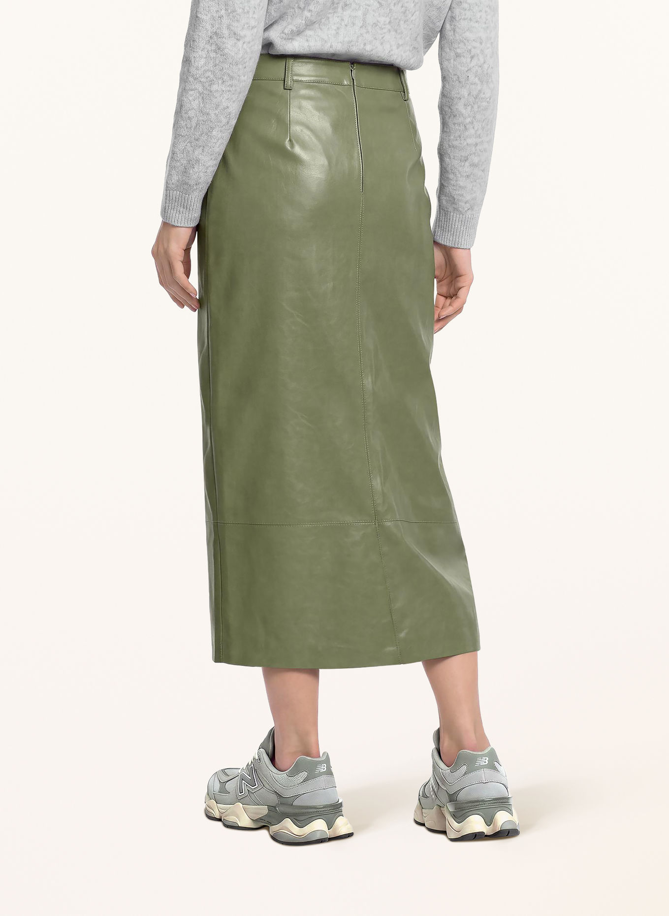 CARTOON Rok met leerlook: KAKI