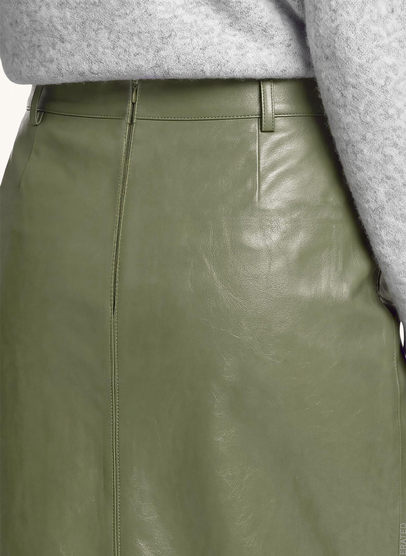 CARTOON Rok met leerlook: KAKI