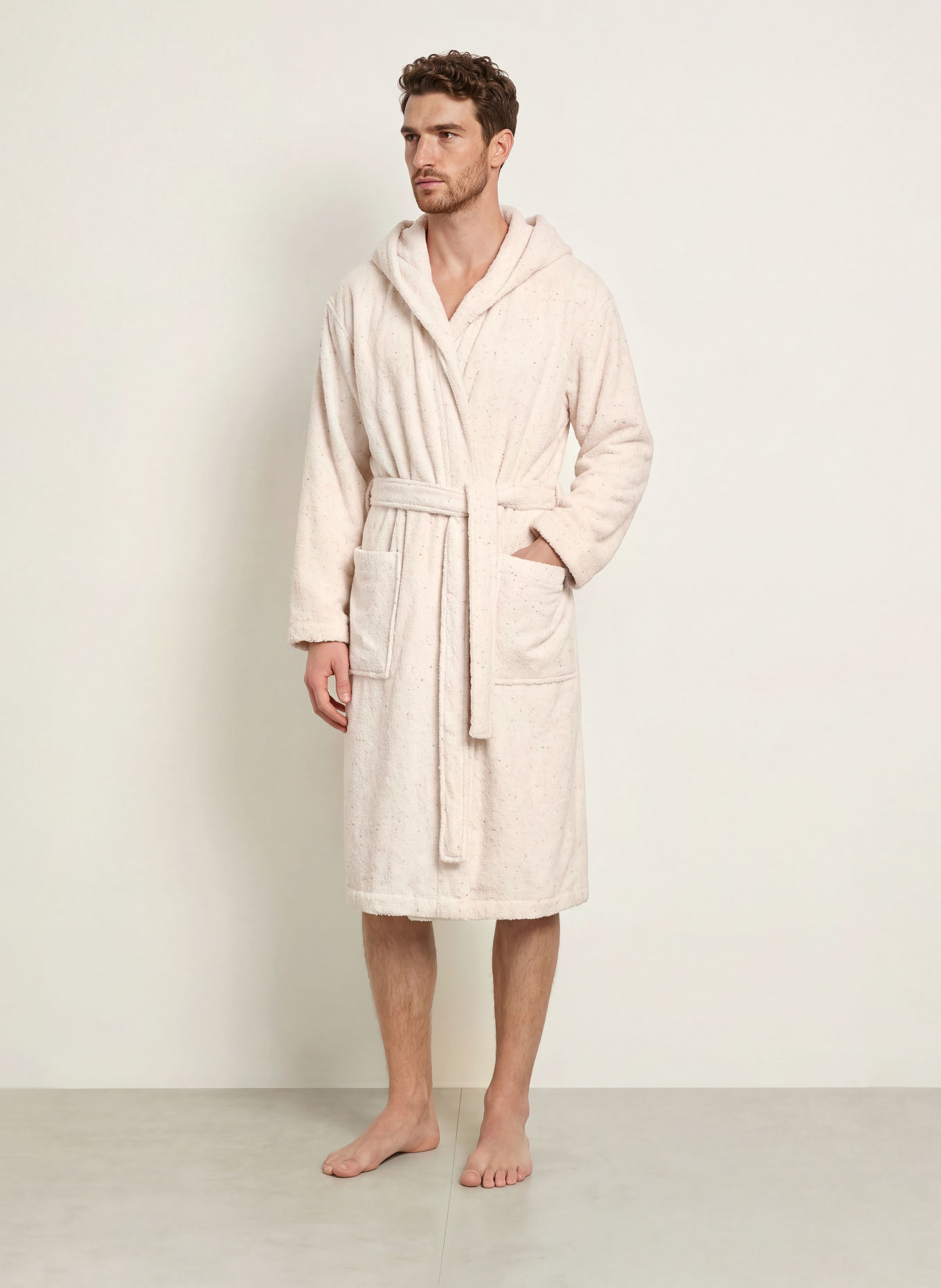 Cawö Unisex badjas: CRÈME / NEONROZE / NEONGEEL