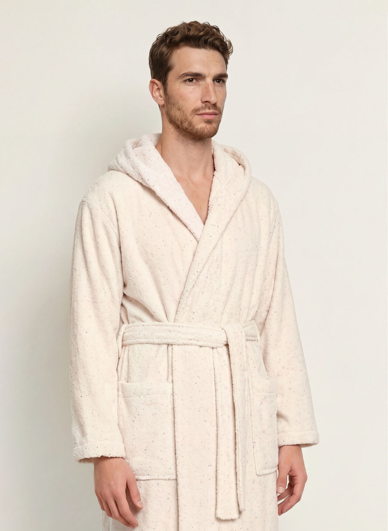 Cawö Unisex badjas: CRÈME / NEONROZE / NEONGEEL