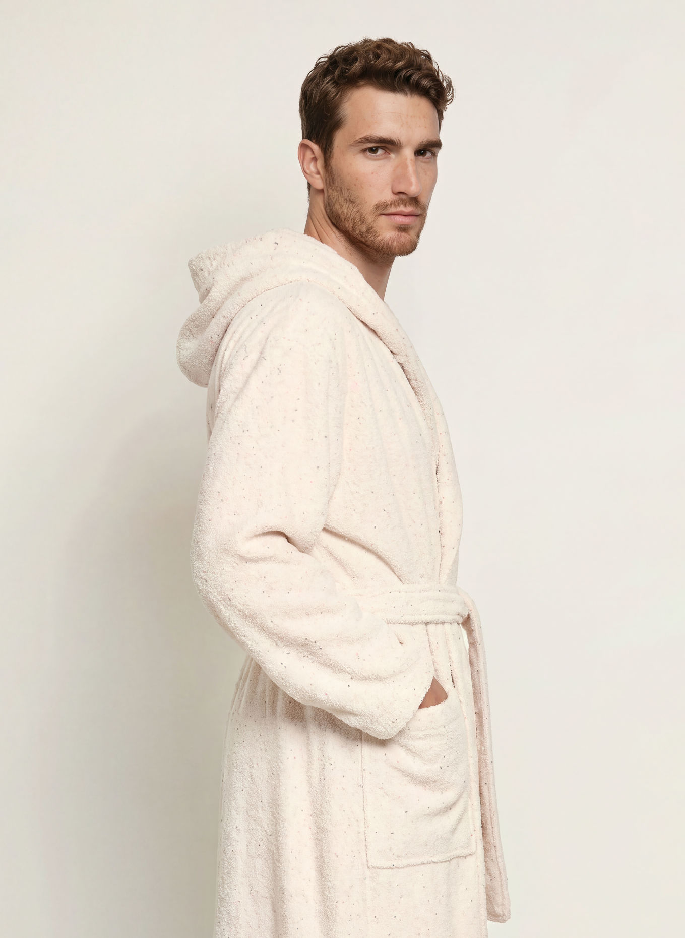 Cawö Unisex badjas: CRÈME / NEONROZE / NEONGEEL