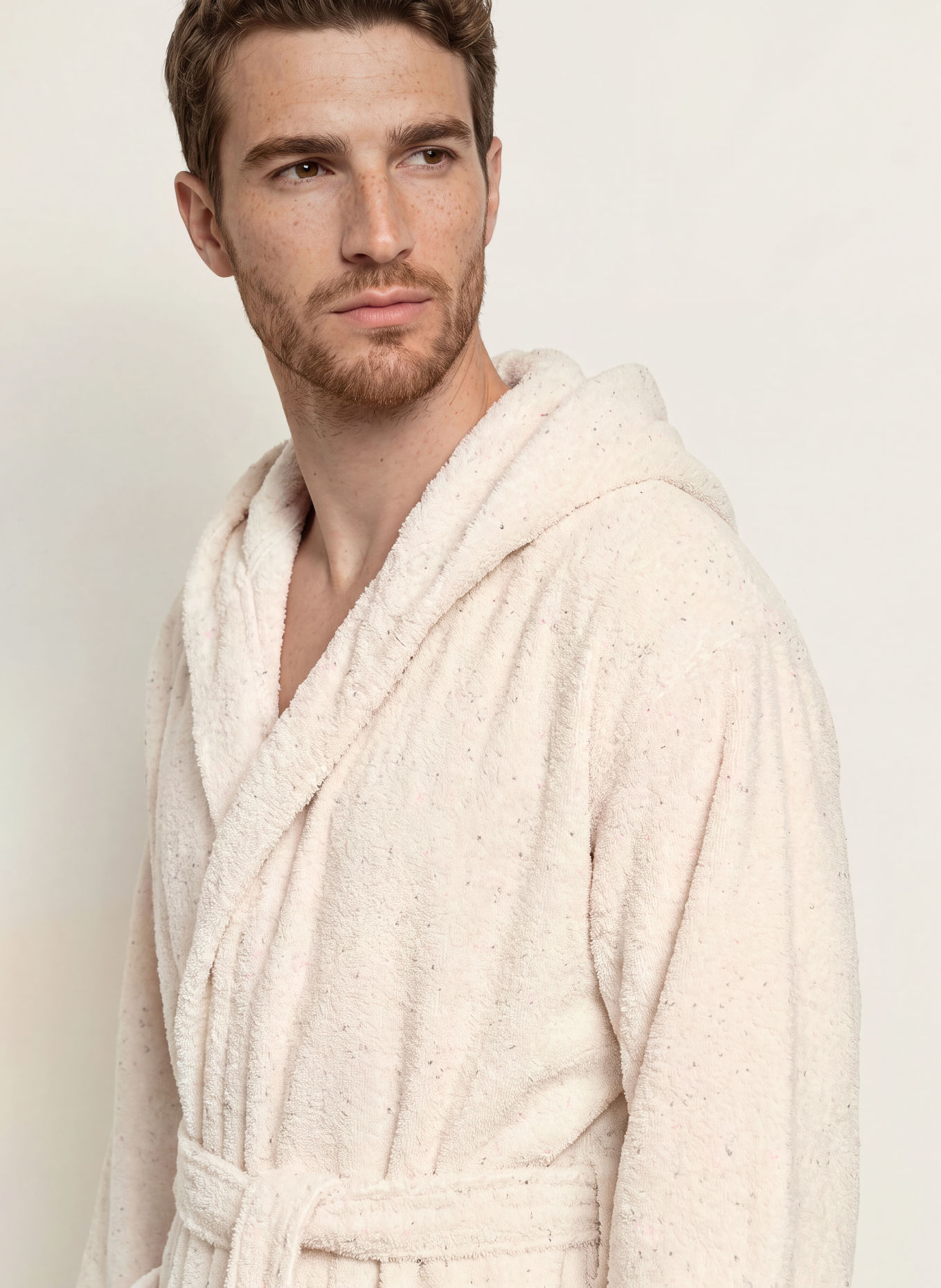 Cawö Unisex badjas: CRÈME / NEONROZE / NEONGEEL