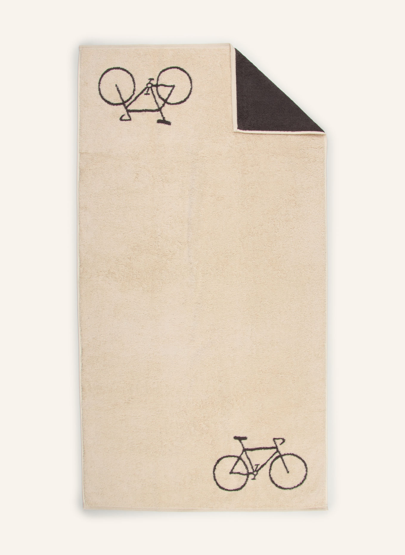 Cawö Badhanddoek VELO: BEIGE / DONKERGRIJS