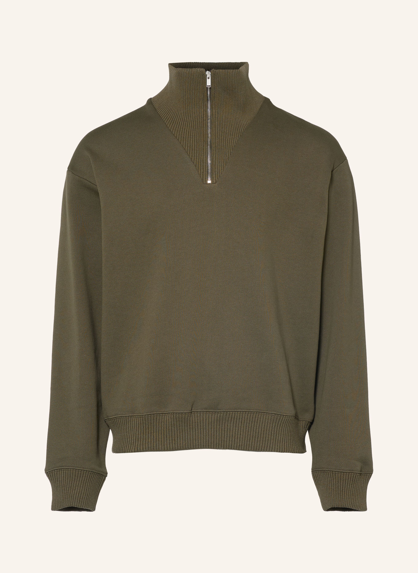 ARKET Sweater met halve rits: OLIJF
