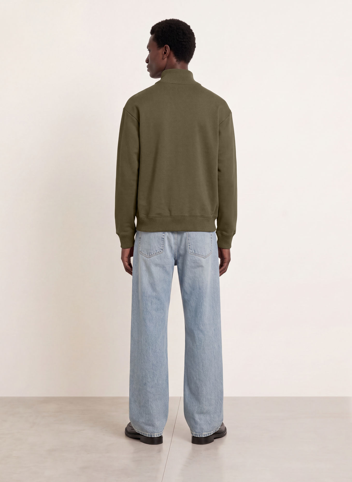 ARKET Sweater met halve rits: OLIJF