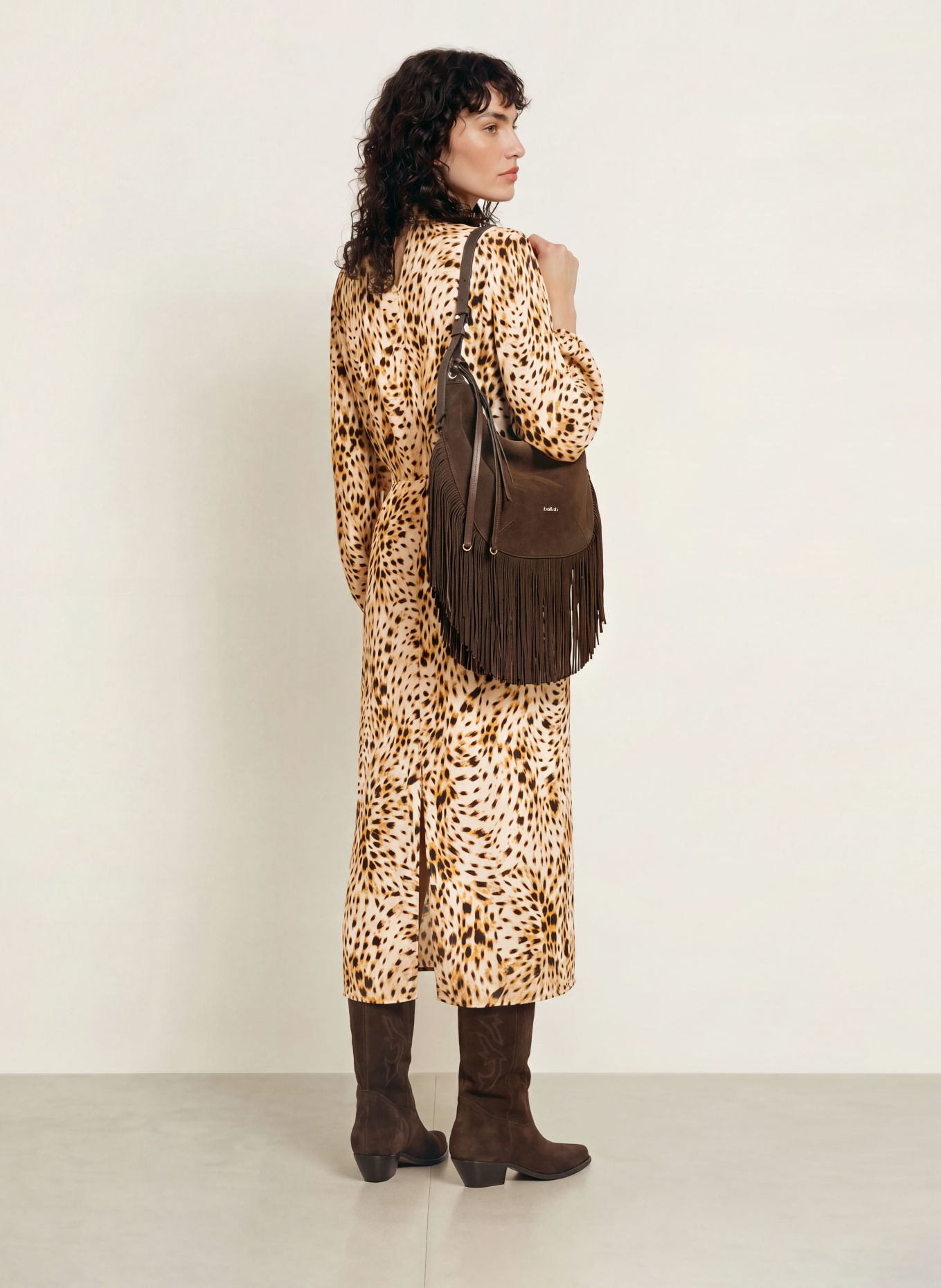 ba&sh Kleid HOELIA: BEIGE / DUNKELBRAUN