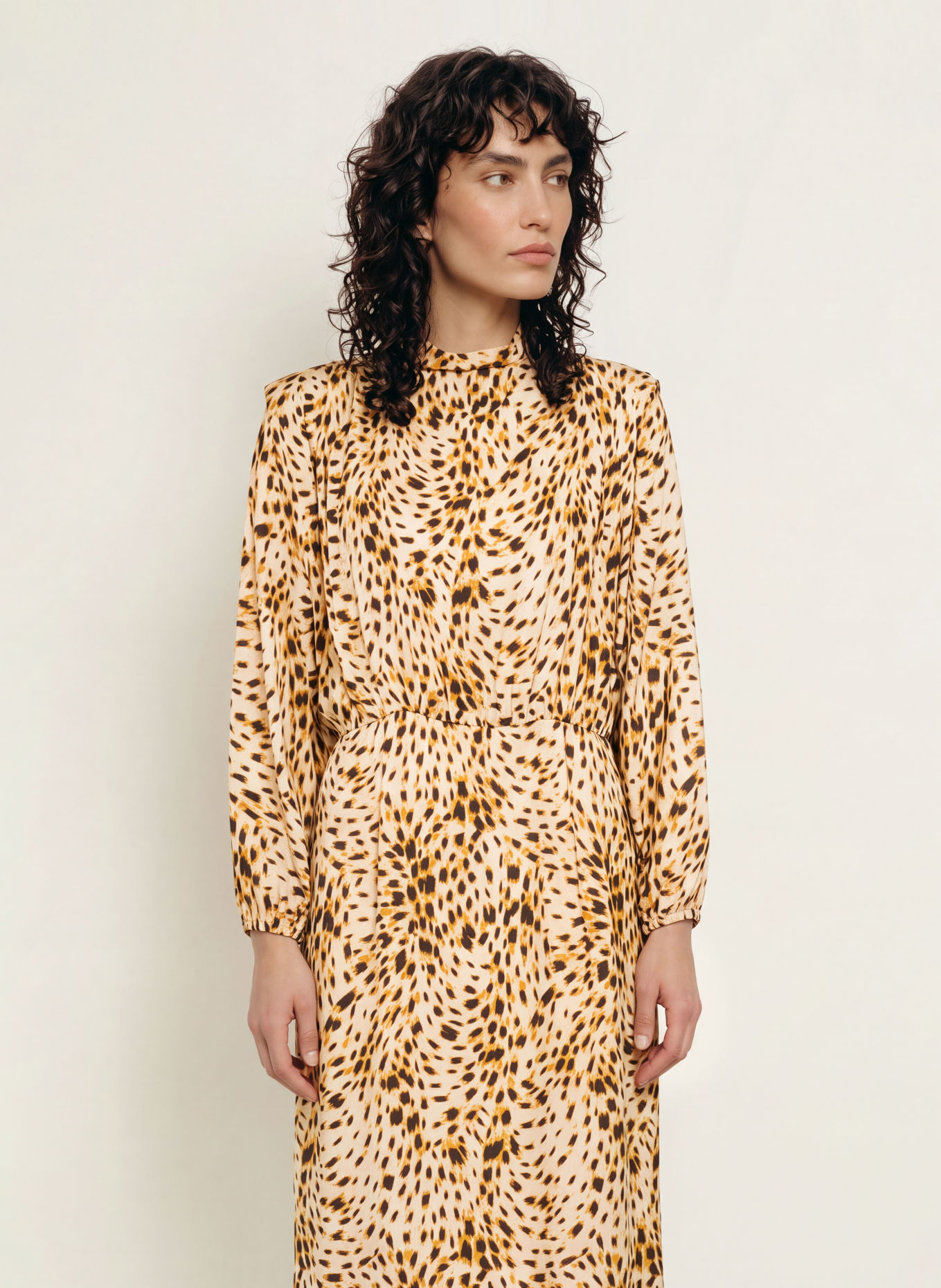 ba&sh Kleid HOELIA: BEIGE / DUNKELBRAUN