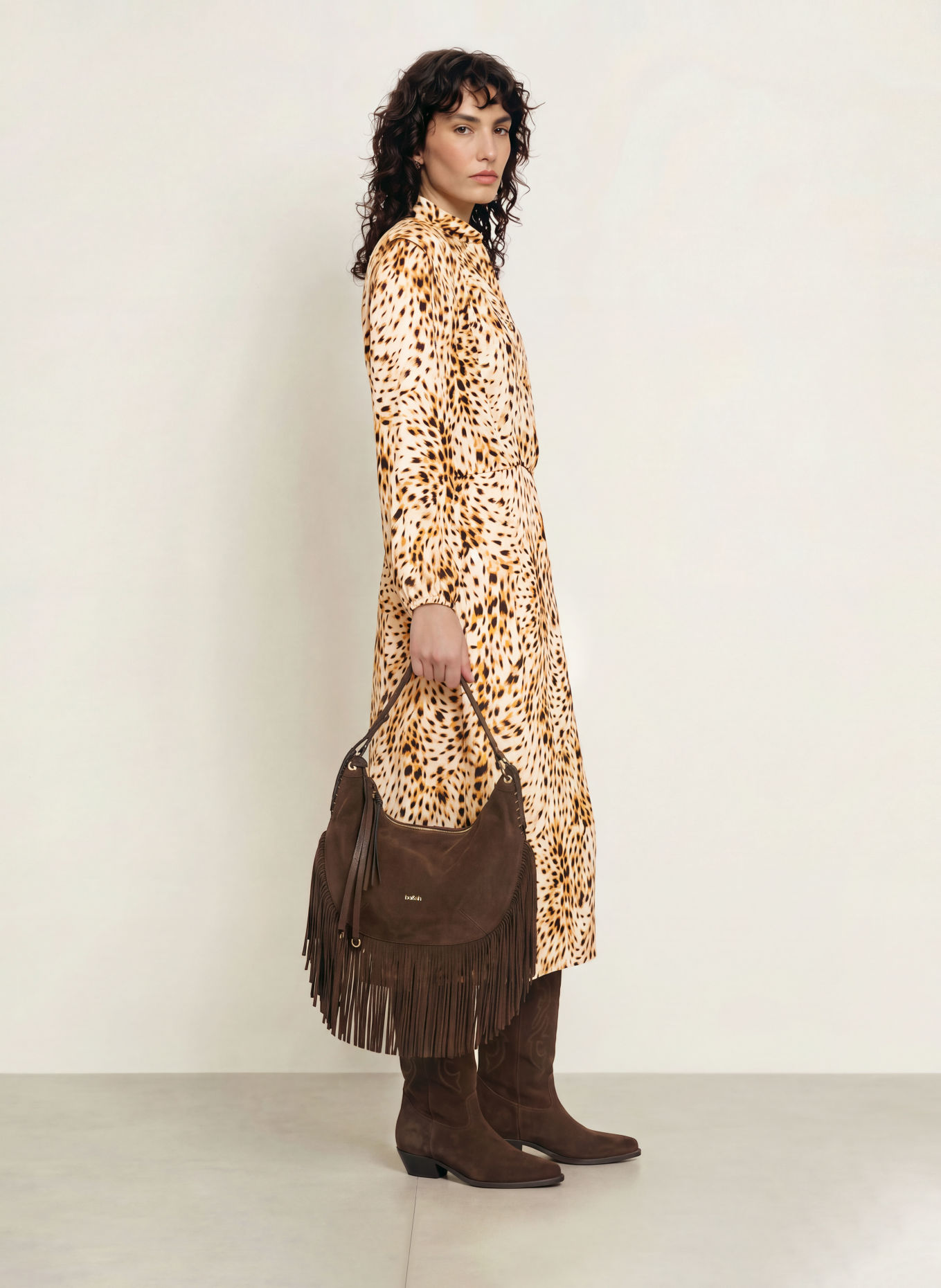 ba&sh Kleid HOELIA: BEIGE / DUNKELBRAUN
