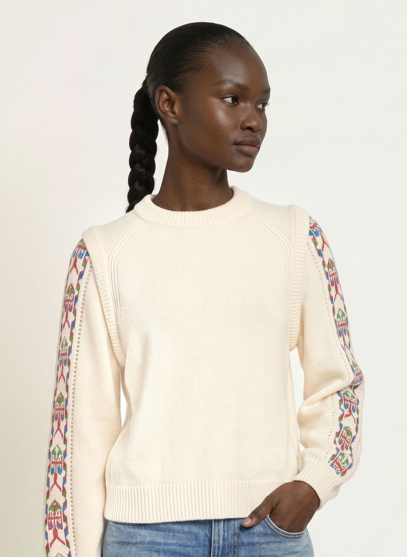 ba&sh Pullover ELDA: ECRU / LILA / GRÜN