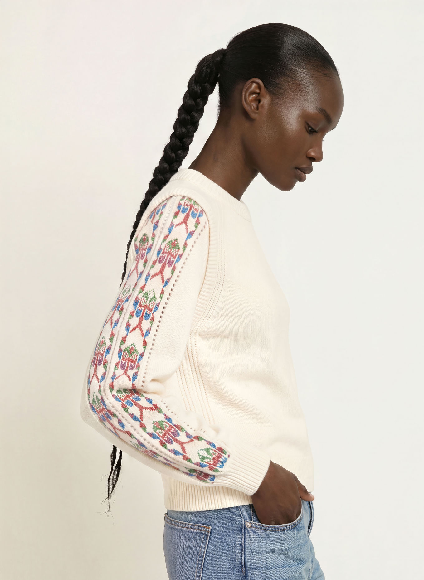 ba&sh Pullover ELDA: ECRU / LILA / GRÜN