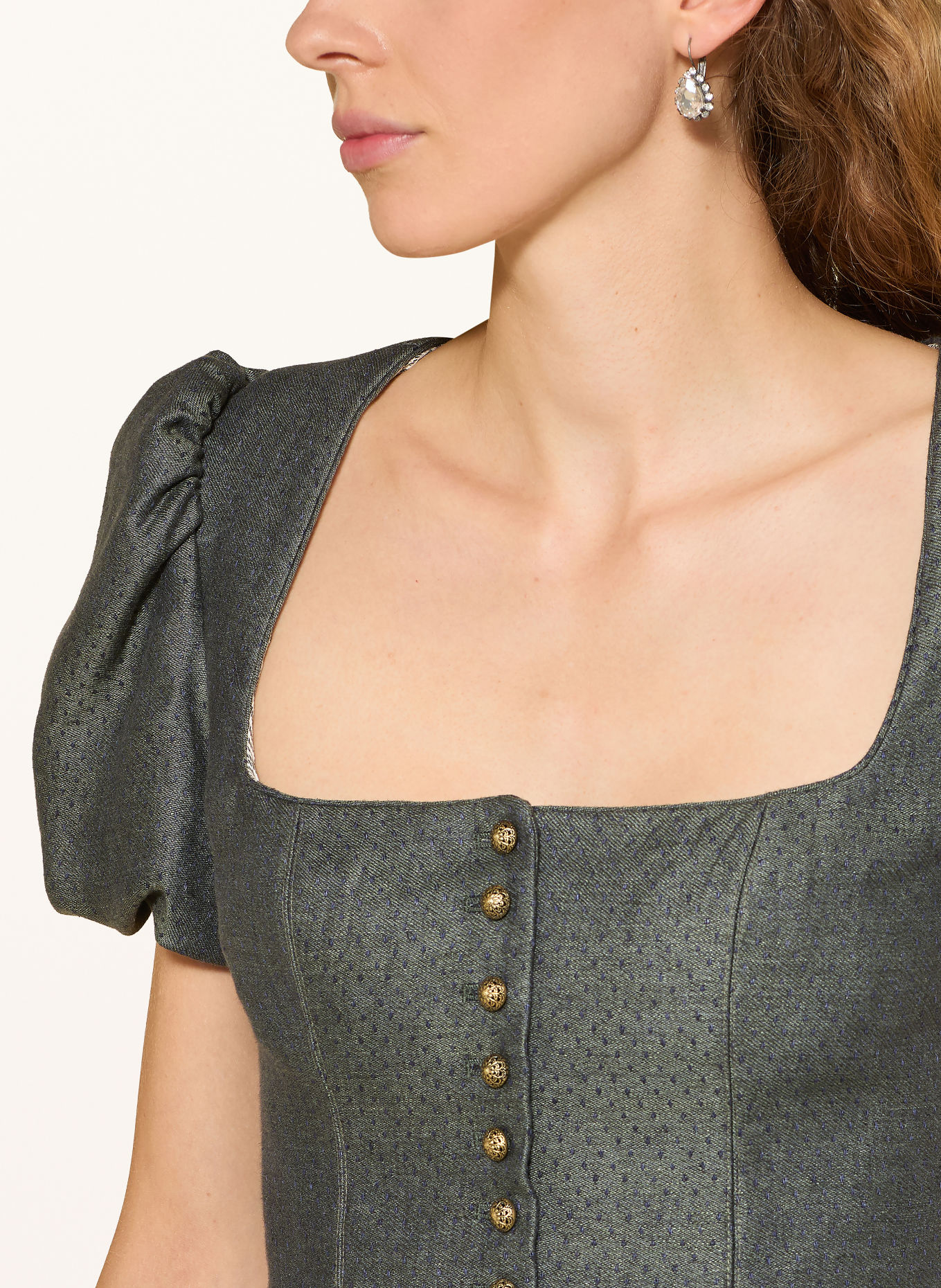Gottseidank Dirndl-lijfje KSENIA van linnen: DONKERGROEN / DONKERBLAUW