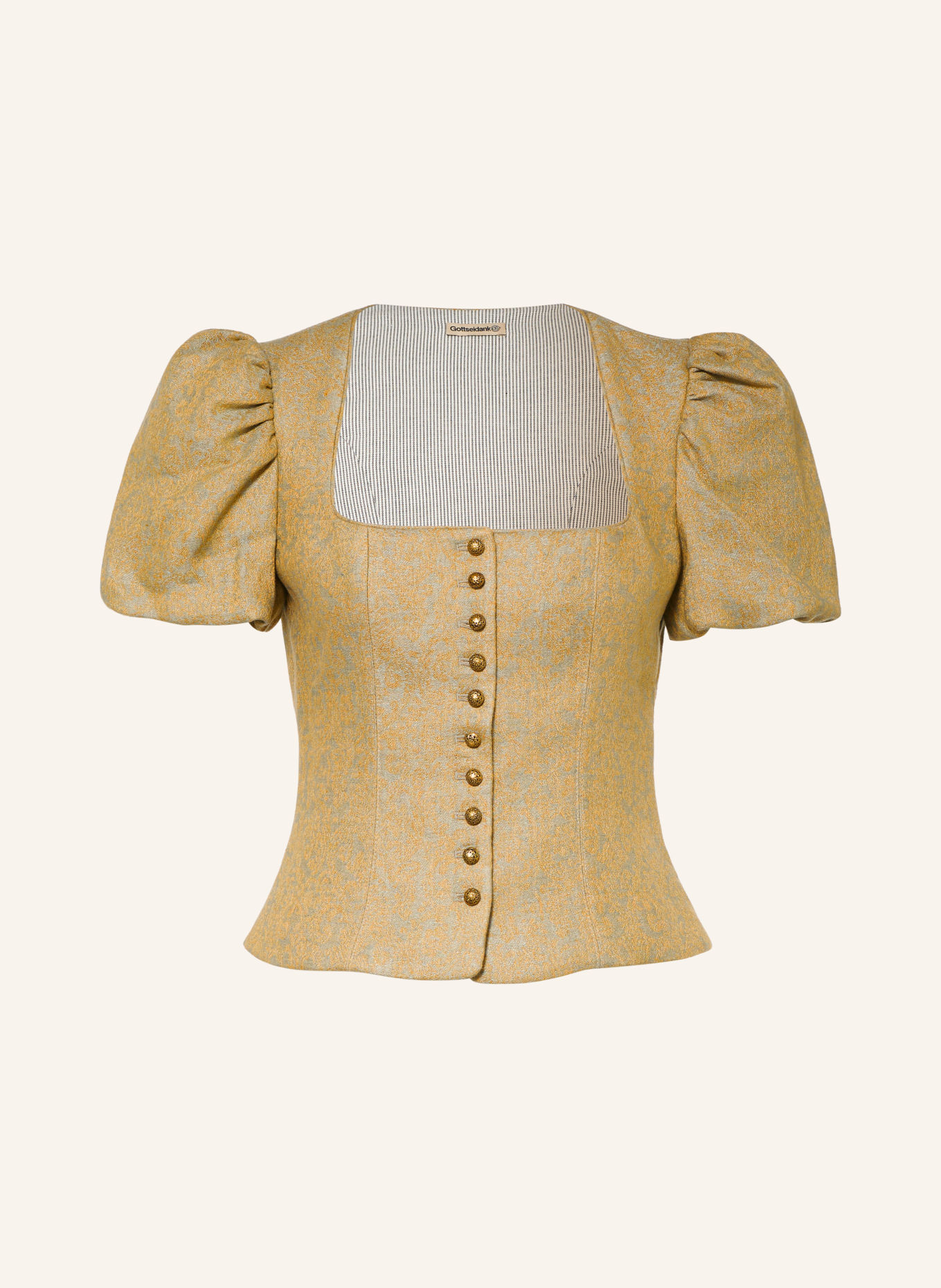 Gottseidank Corsage traditionnel KSENIA en jacquard: VERT CLAIR / JAUNE