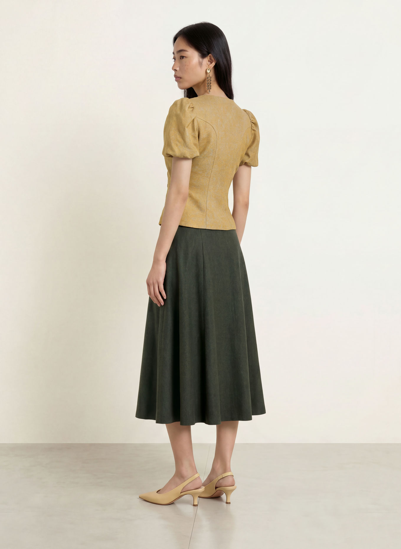 Gottseidank Corsage traditionnel KSENIA en jacquard: VERT CLAIR / JAUNE
